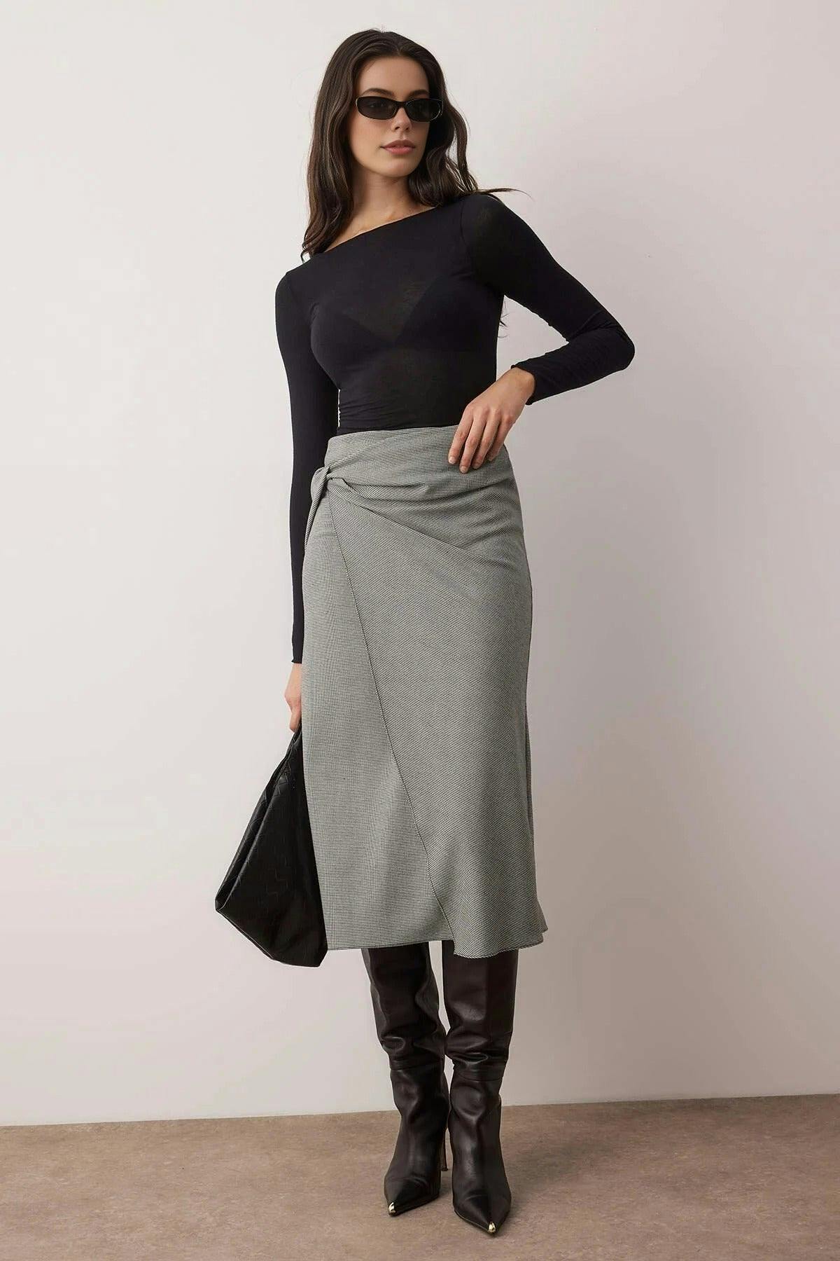Wovcor Wrap Detailed Midi Woven Skirt - Multi - 14