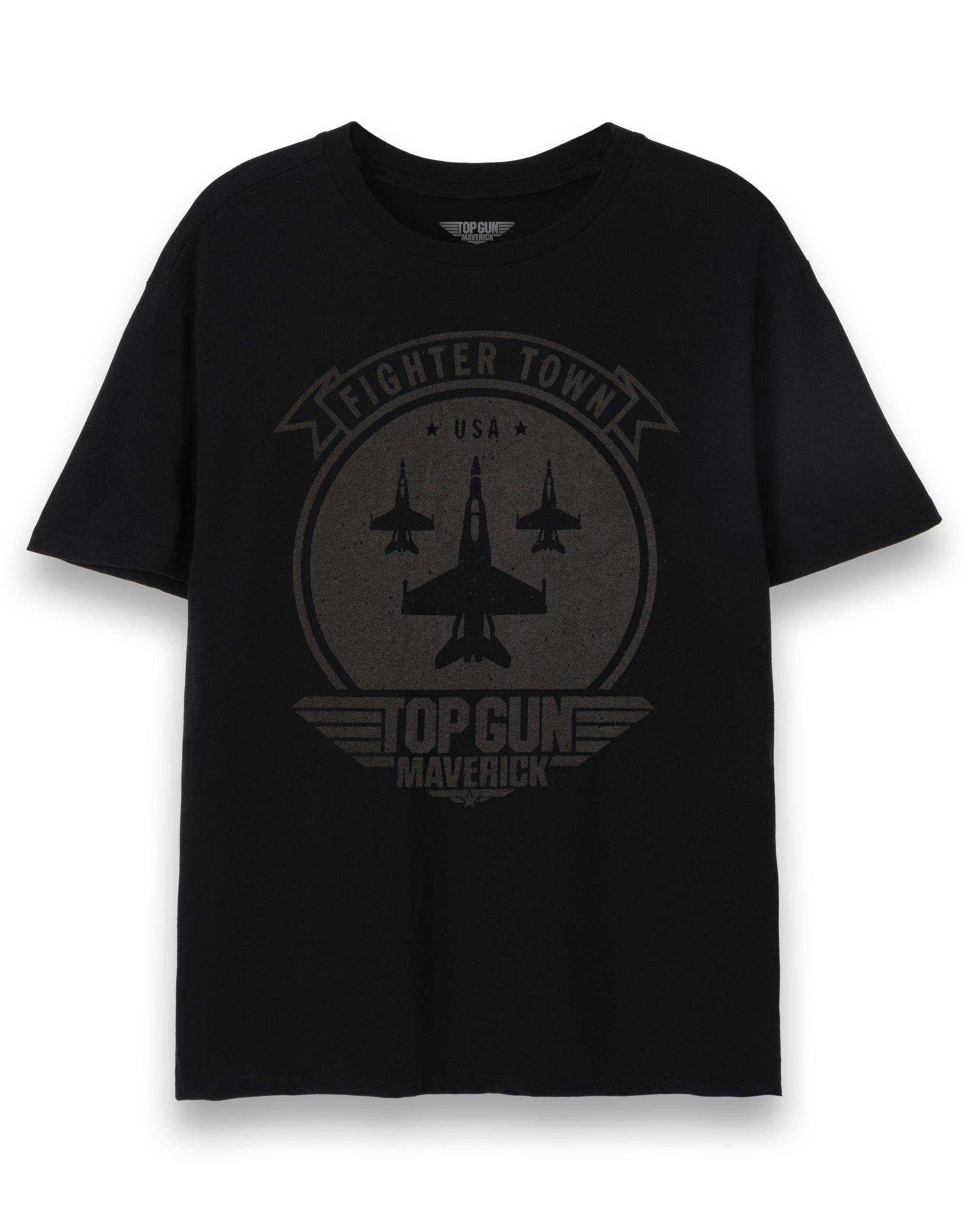 Vanilla Underground Men's Black Top Gun: Maverick Fighter Jet Graphic Print Short Sleeved T-Shirt - Large