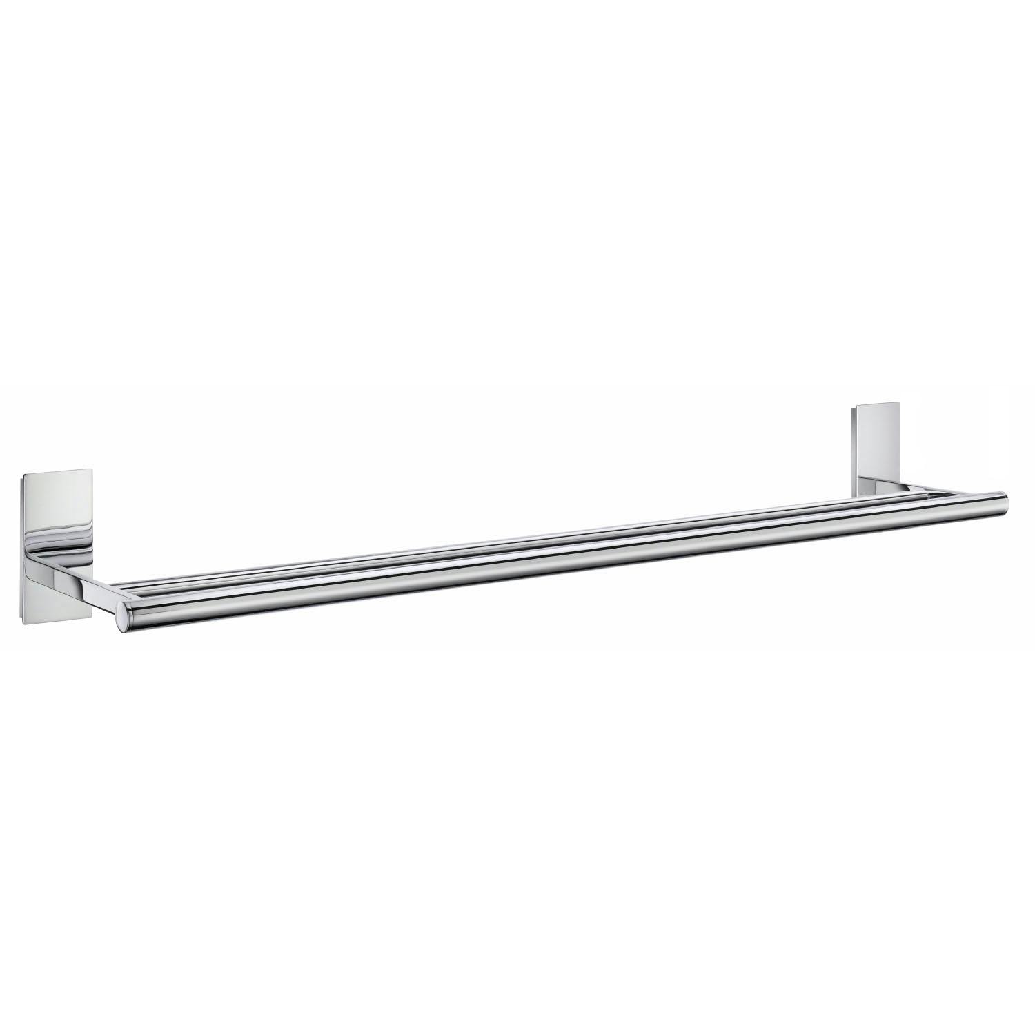 Rackhams Polished Chrome Double Towel Rail 64.5Cm/25.4" Wall Mounted With Concealed Screws Bathroom Towel Holder
