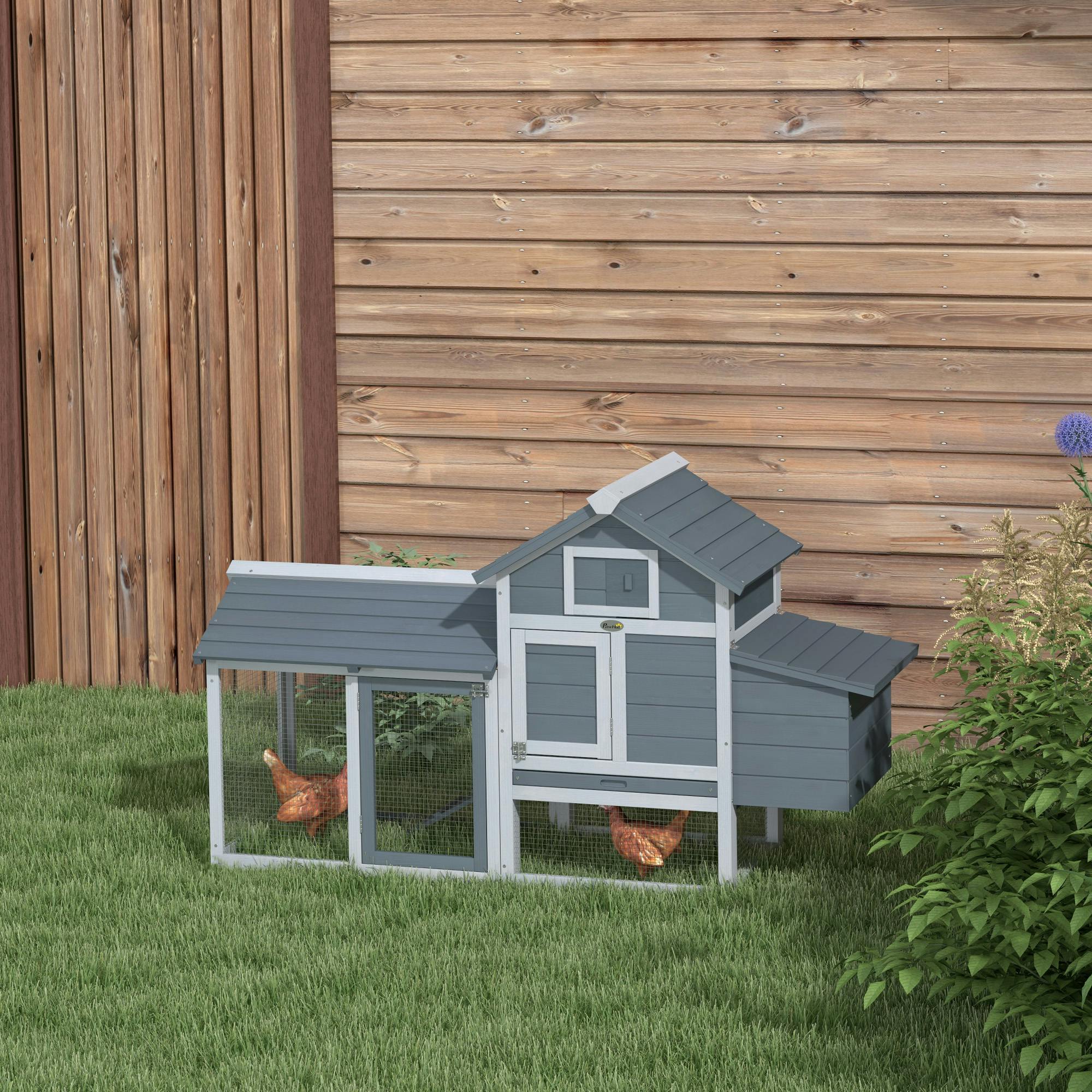 Pawhut Chicken Coop Hen Cage Small Animal Hutch Nesting Box Outdoor Run