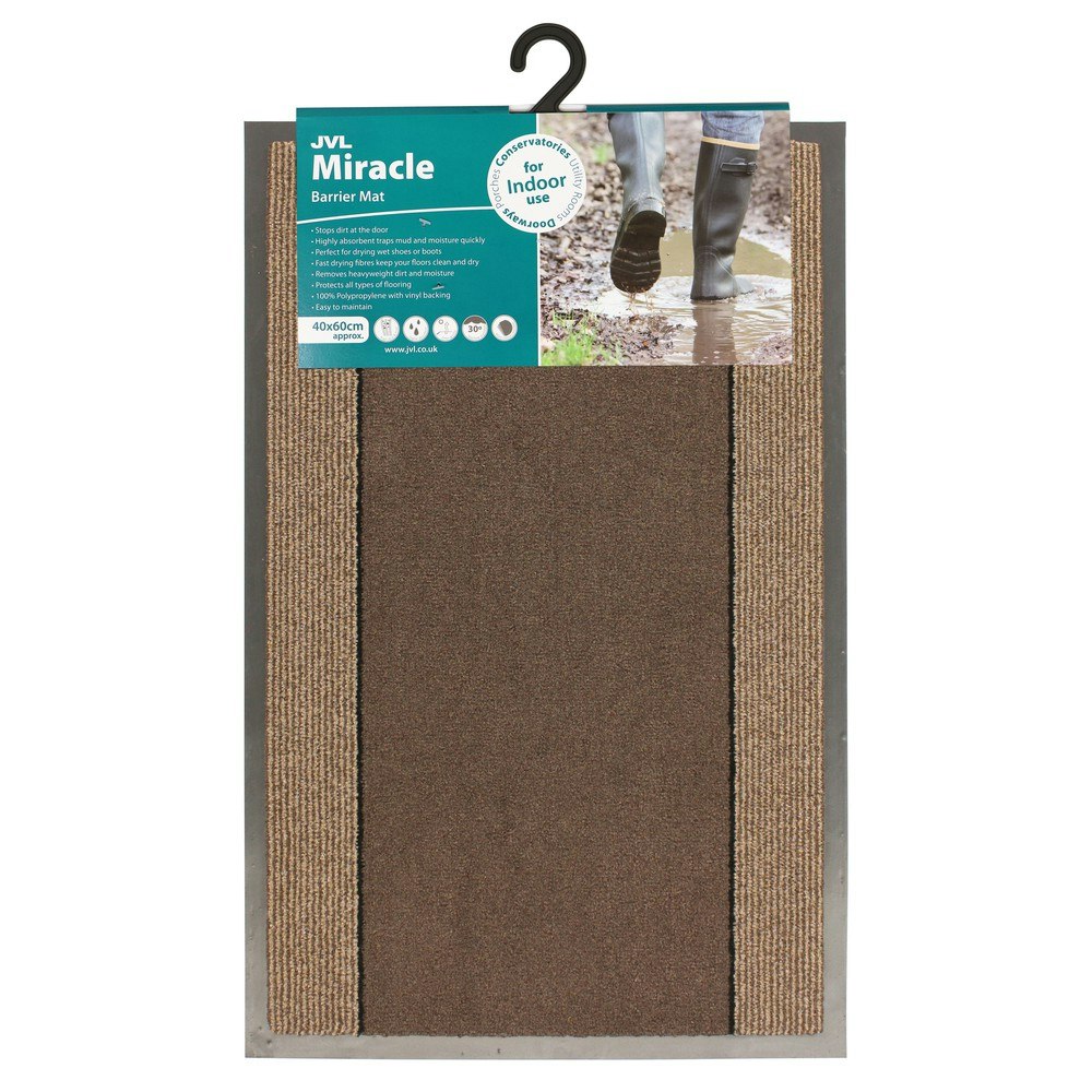 Jvl Brown Miracle Machine Washable With Stripes Barrier Mat, 40X60cm,