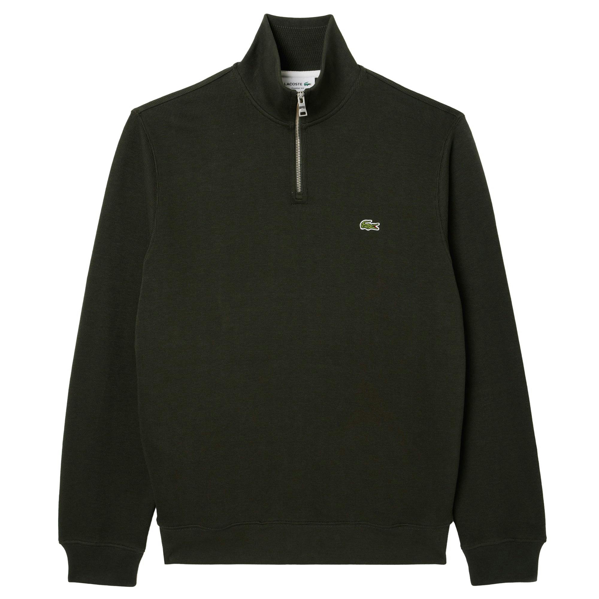 Lacoste Green Sh1927 Quarter Zip Sweatshirt - Sapwood - Medium