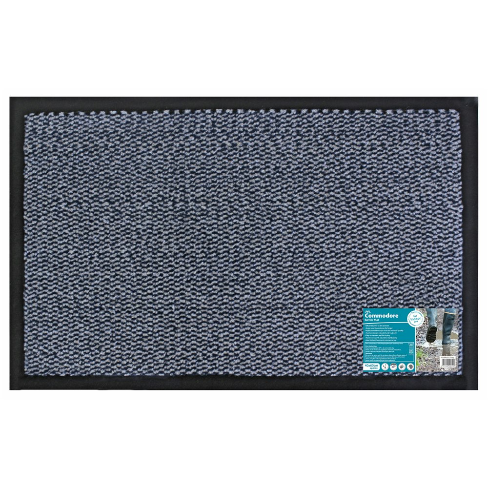 Jvl Blue Heavy Duty Commodore Backed Barrier Door Floor Mat, 40X60cm