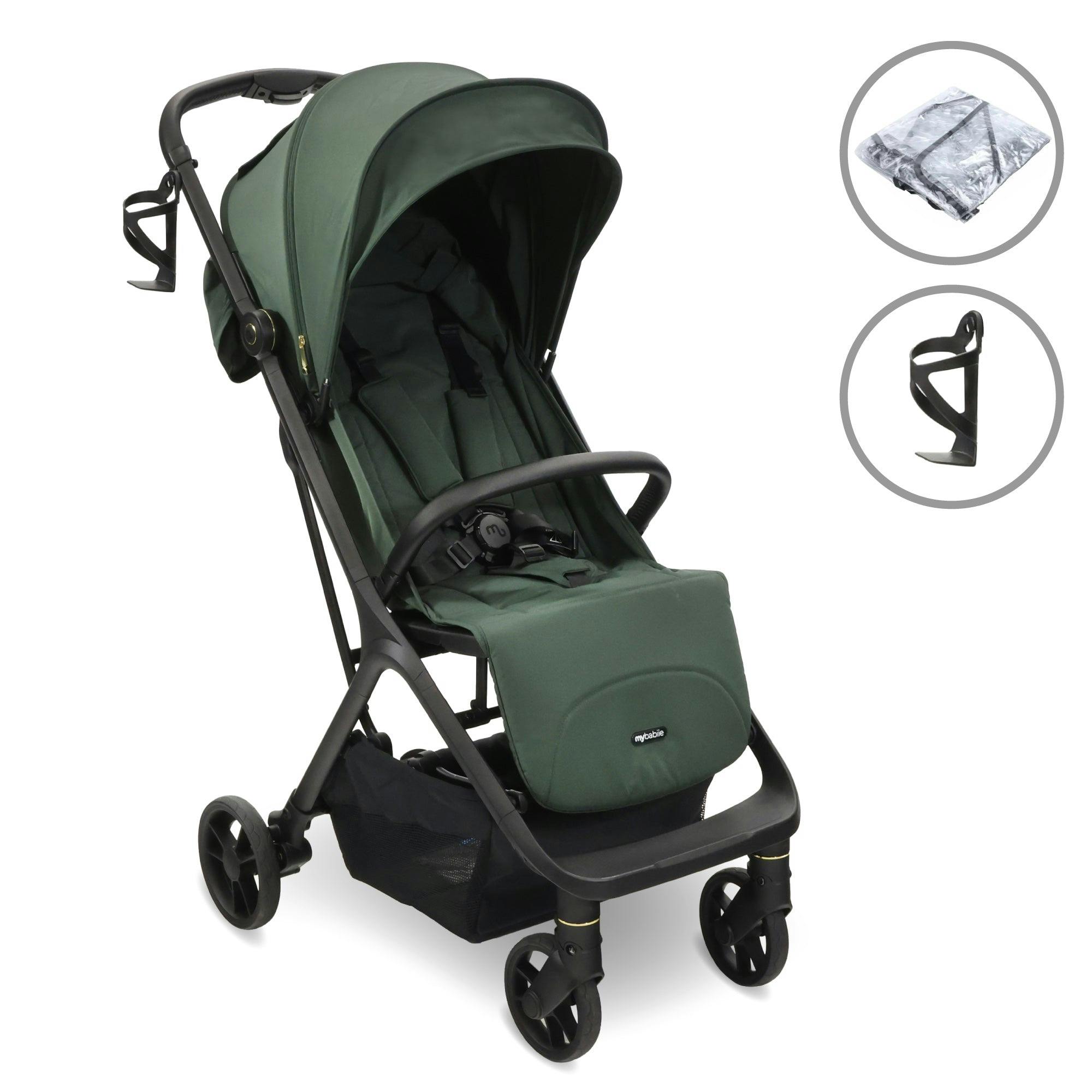 My Babiie Green Mbx7 Plus Auto-Fold Compact Stroller - Forest