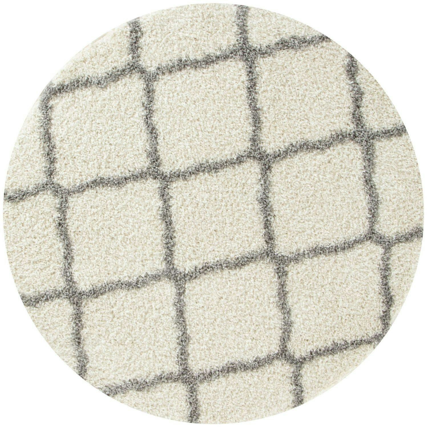 Rackhams Ivory Moroccan Shaggy Rug | 700 - Ø 120 Cm