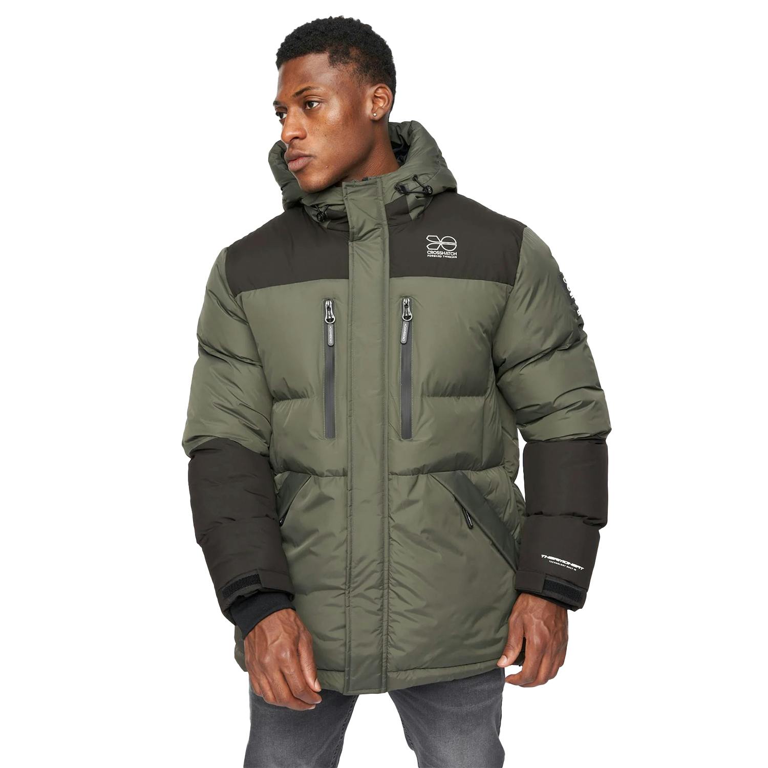 Crosshatch Men's Squadage Panelled Jacket - Olive - M - Olive - 100% Polyester