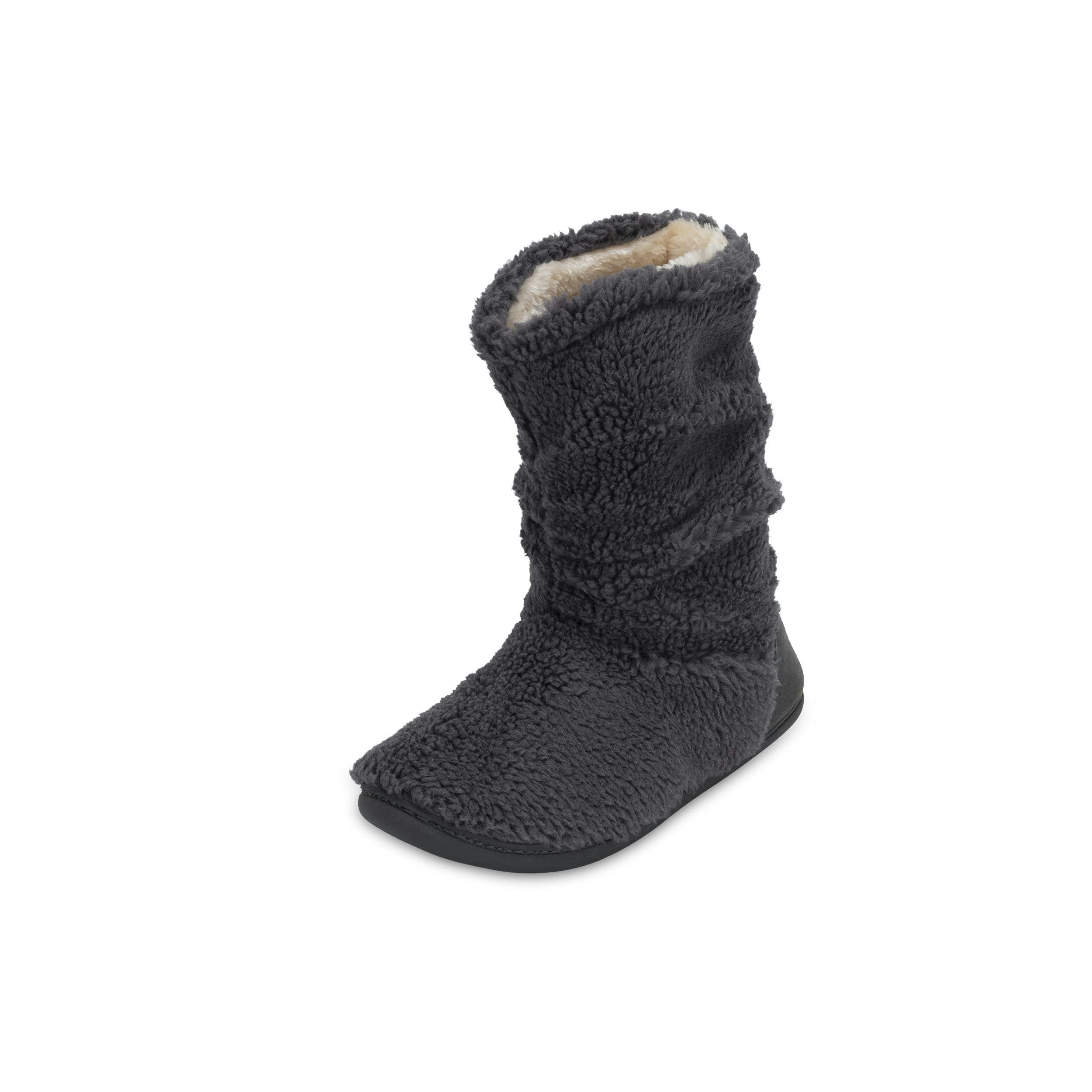 Viva Men's Dark/Grey Polar Slipper Sherpa Boots Memory Foam Slipper Boots - 8