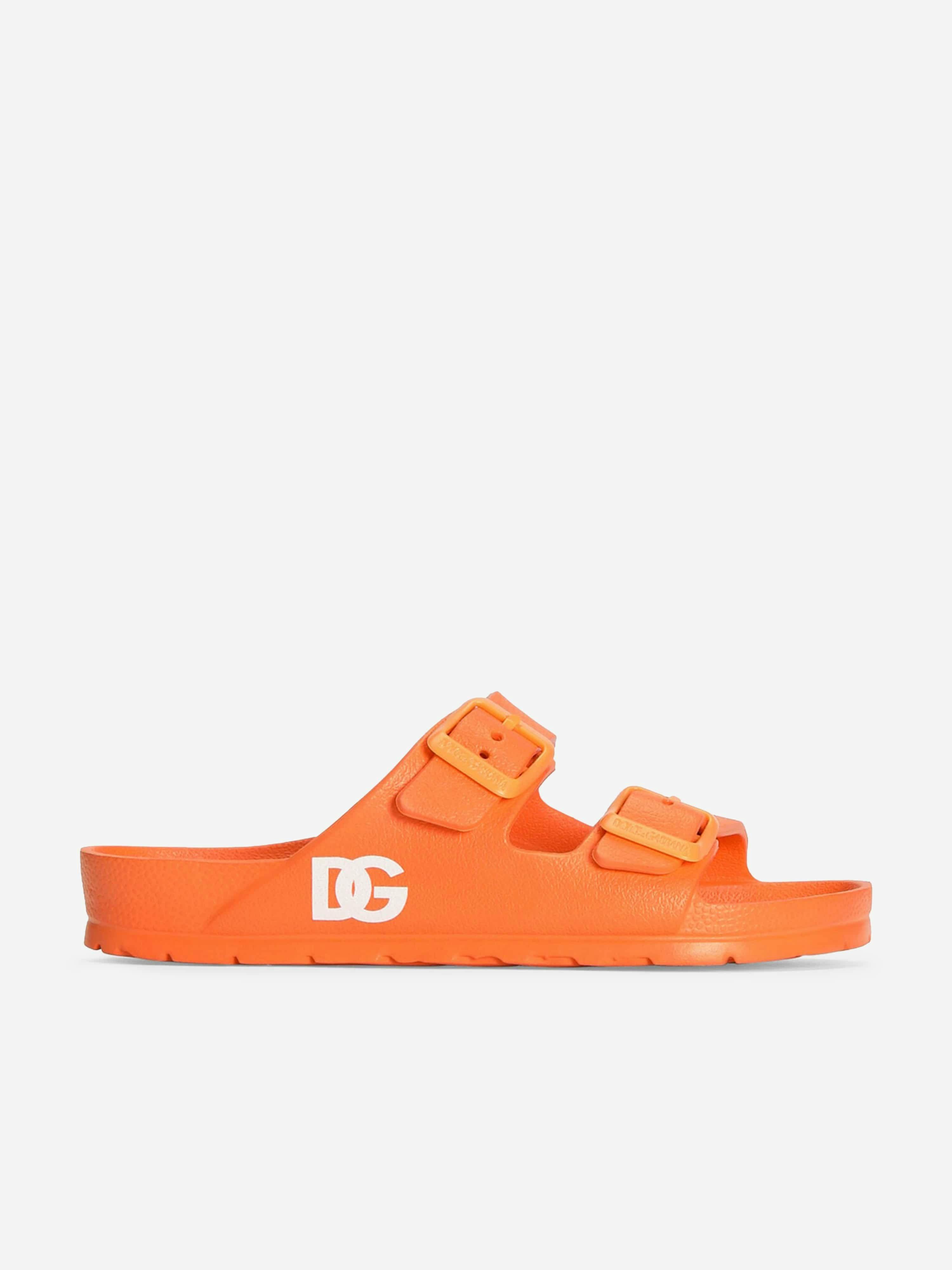 Dolce & Gabbana Kids Boys Orange Dolce & Gabbana Eva Logo Sandals In - Eu 29 Uk 11