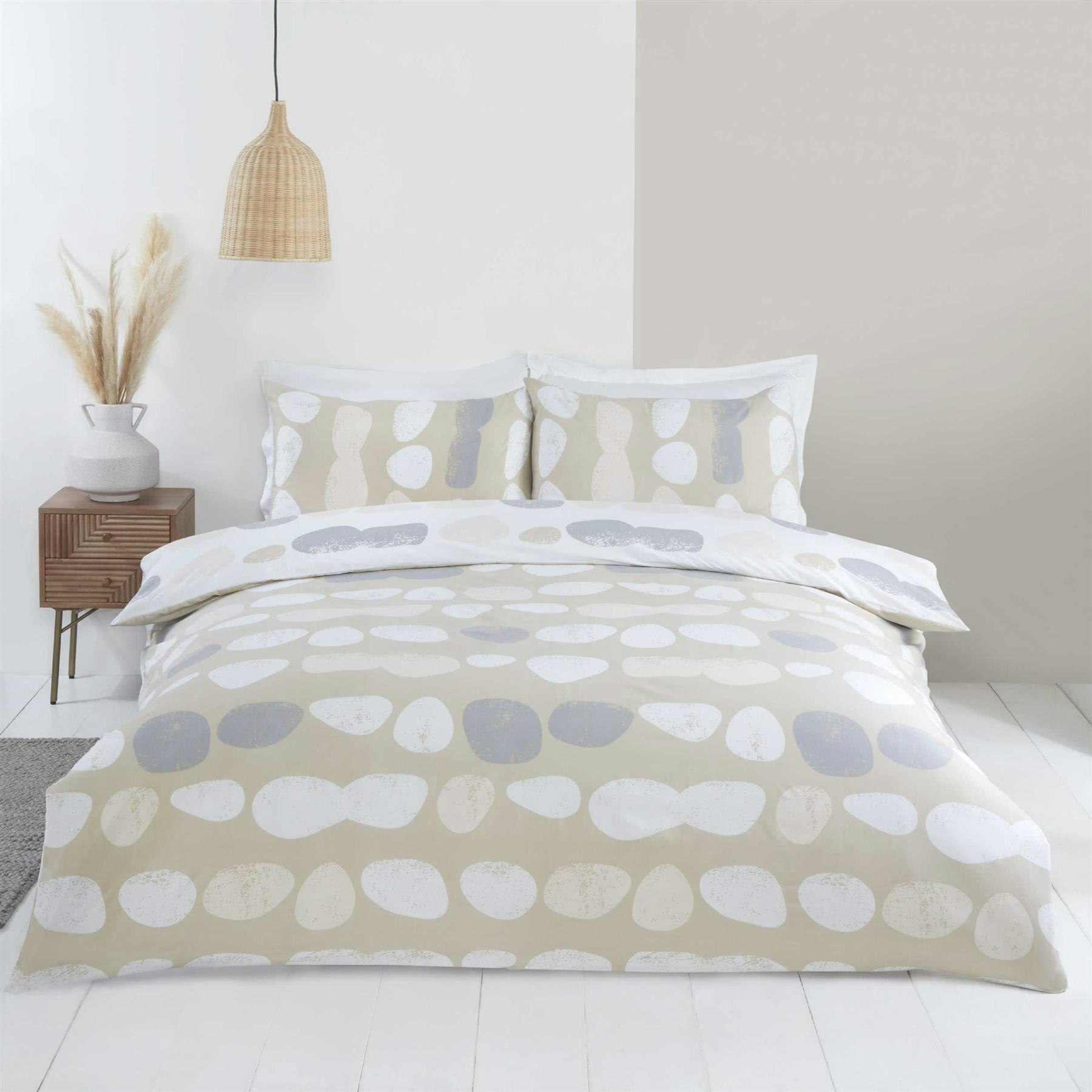 Rackhams Beige Pebbles Duvet Cover Set Reversible Bedding - Double