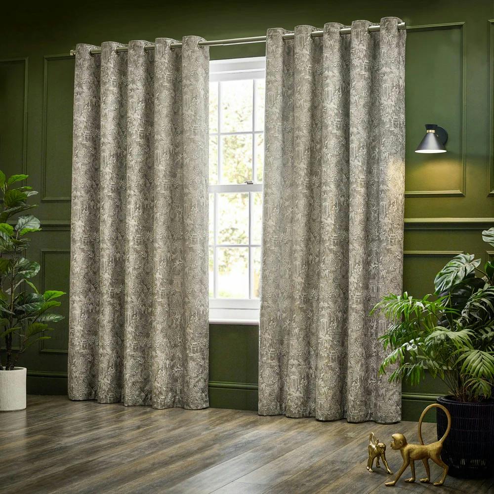 Rackhams Chenille Bengal Tiger Eyelet Curtains - Linen - 229Cm X 183Cm - Linen - 100% Polyester