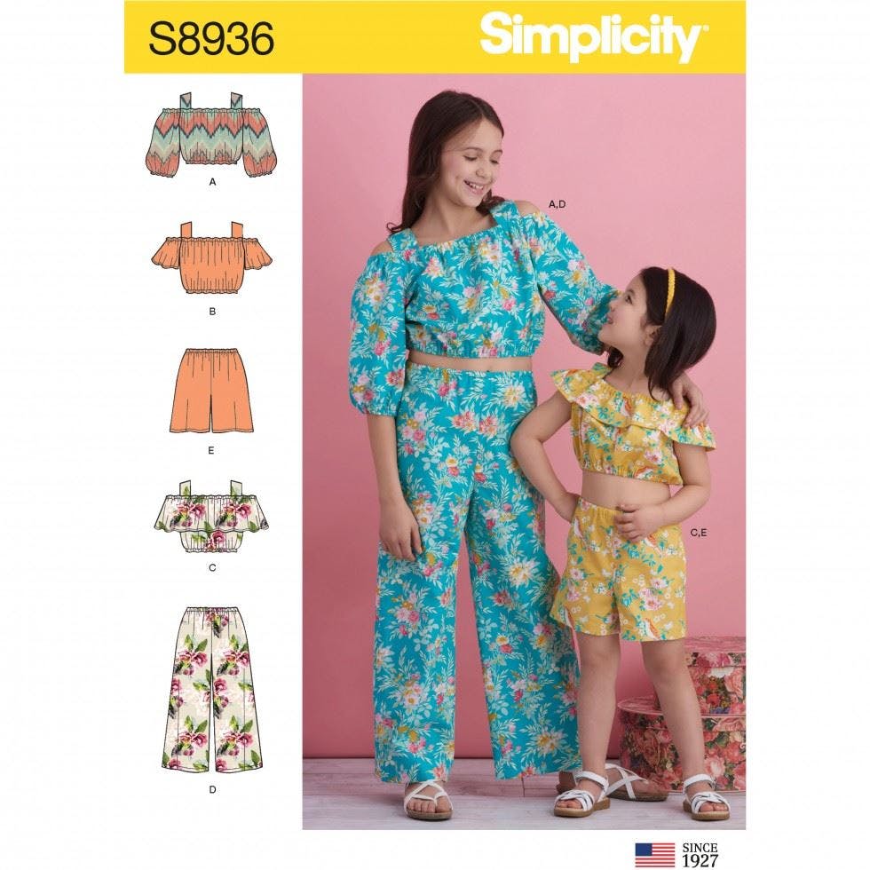 Simplicity Sewing Pattern 8936, Tops, Trousers, Shorts For Kids, Teenagers, Hh (3-4-5-6) - Intermediate - Hh (3-4-5-6)