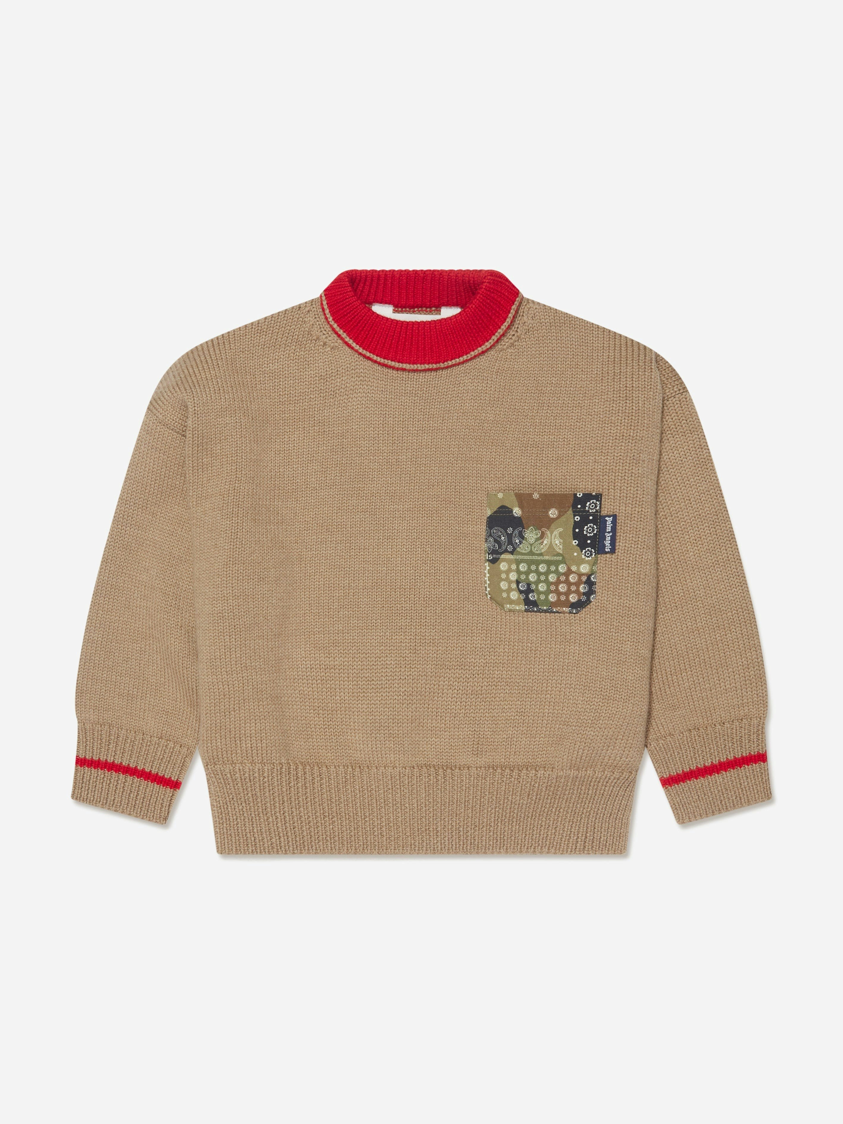 Palm Angels Boys Beige Palm Brush Camo Jumper In - 12 Yrs