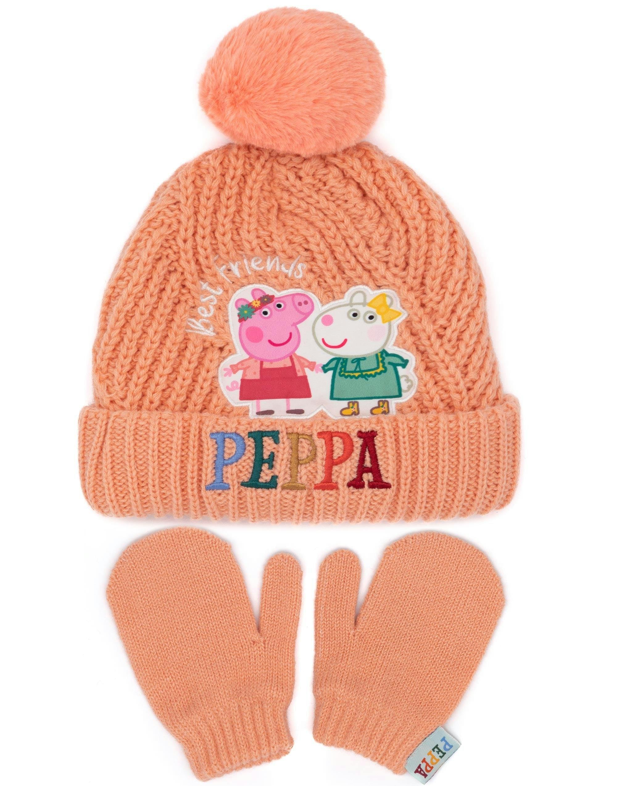 Vanilla Underground Girls Orange Peppa Pig Beanie And Gloves Set (One Size)