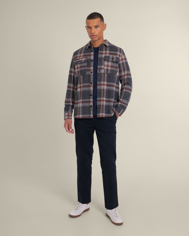 Larsson & Co Brown Skagen - Multi Check Jersey Casual Overshirt - L