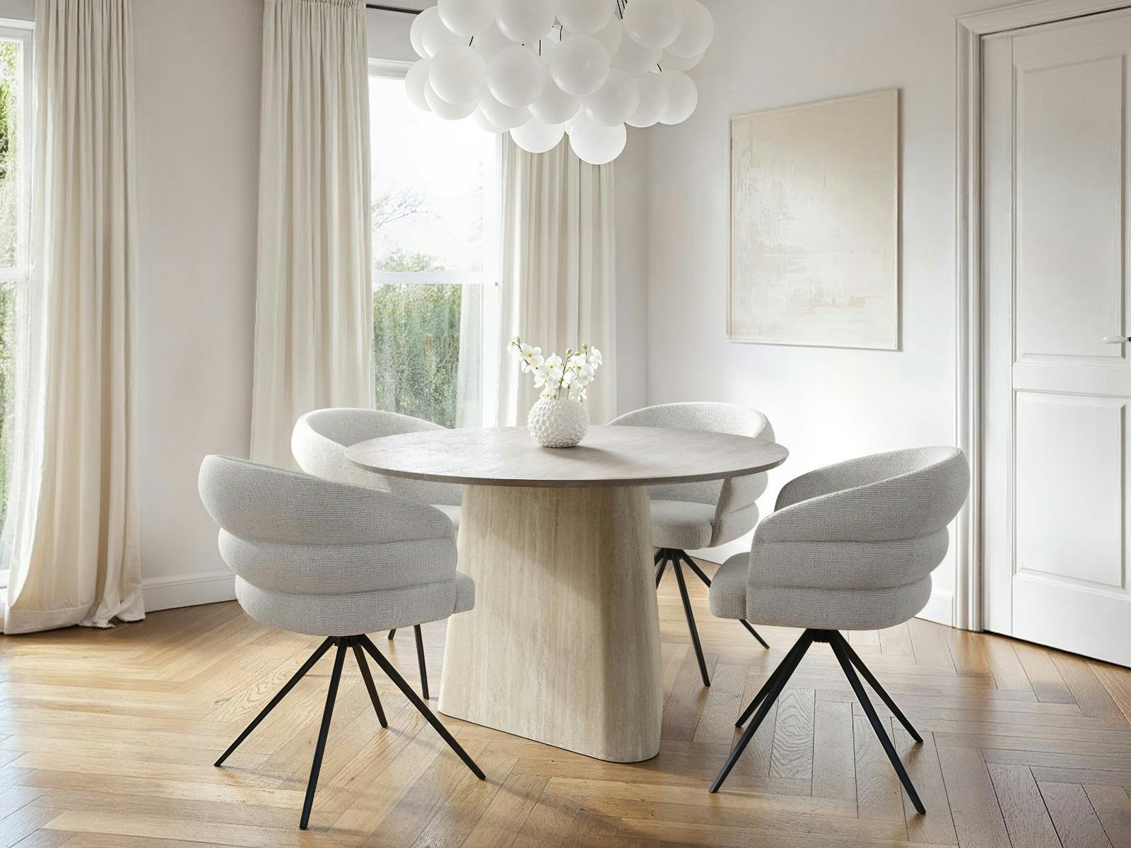 Solace+Co Unisex Stone Elin Dining Table With Eira Chairs Set In Extra Large - Image 3