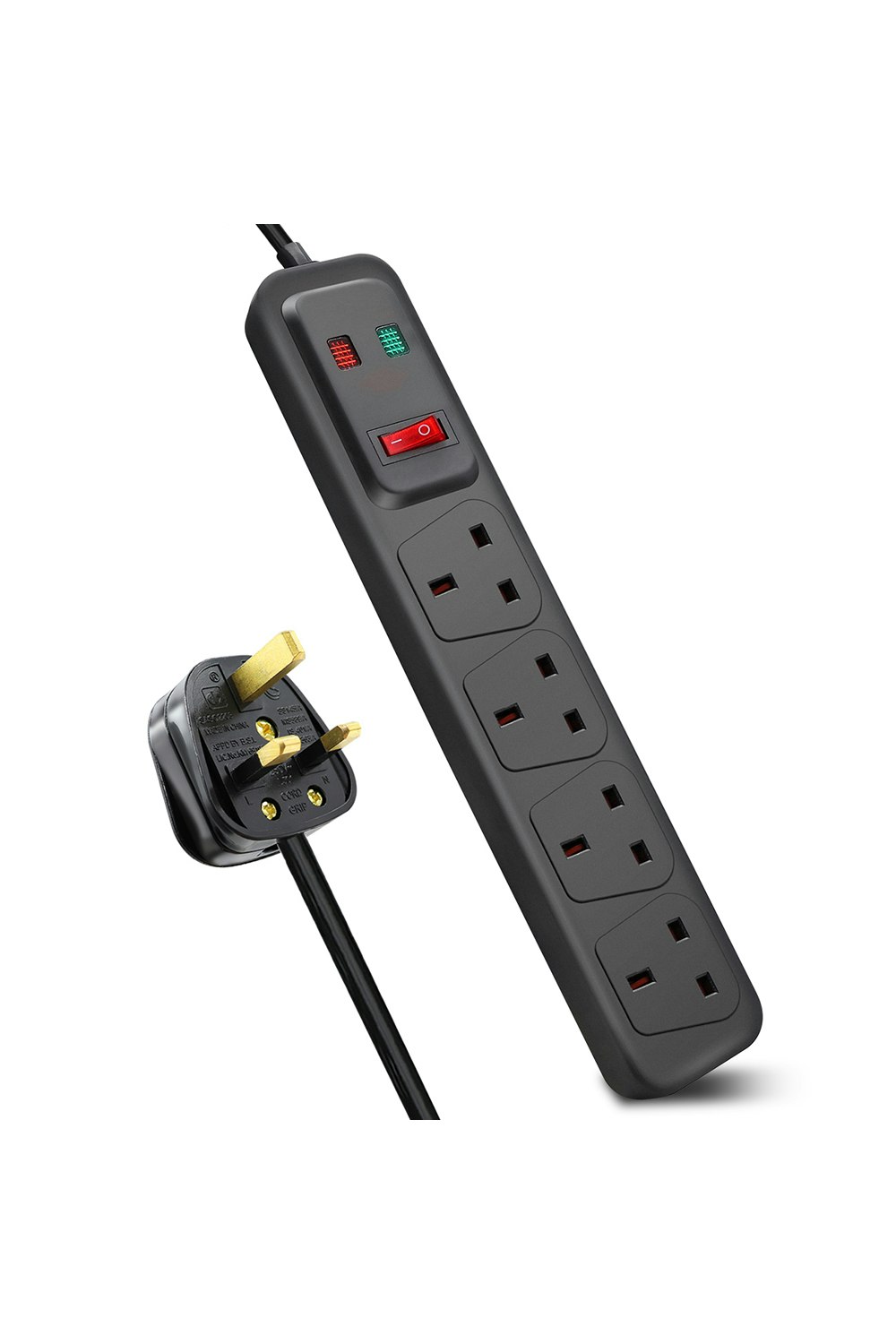 Rackhams Black 4-Outlet Power Strip Surge Protecetd With Switch