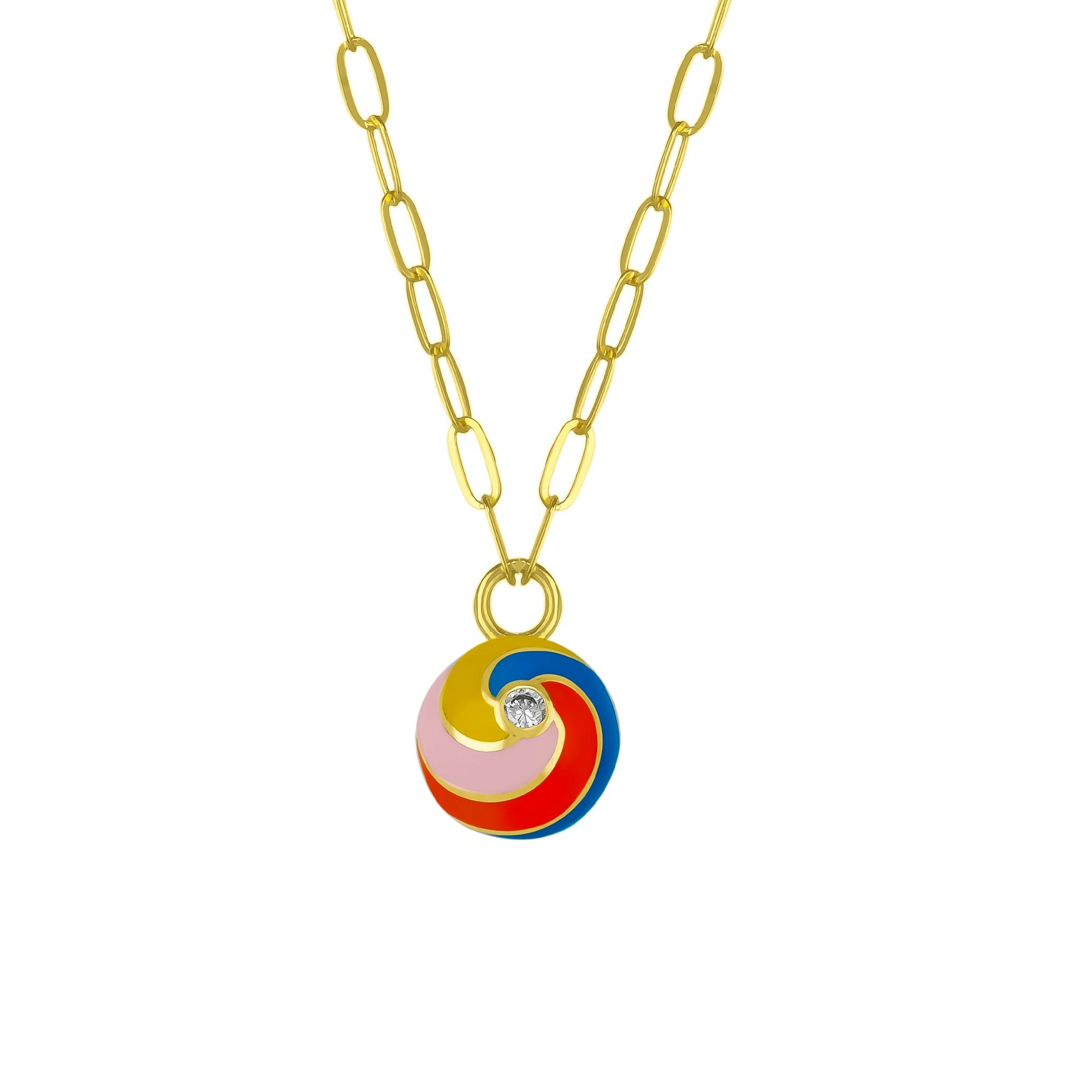Spero London Silver Spiral Enamel Sterling Necklace