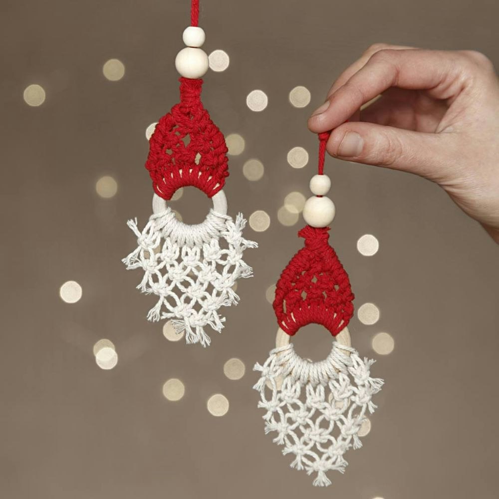 Rackhams White Macrame Christmas Elf Decoration Craft Kit