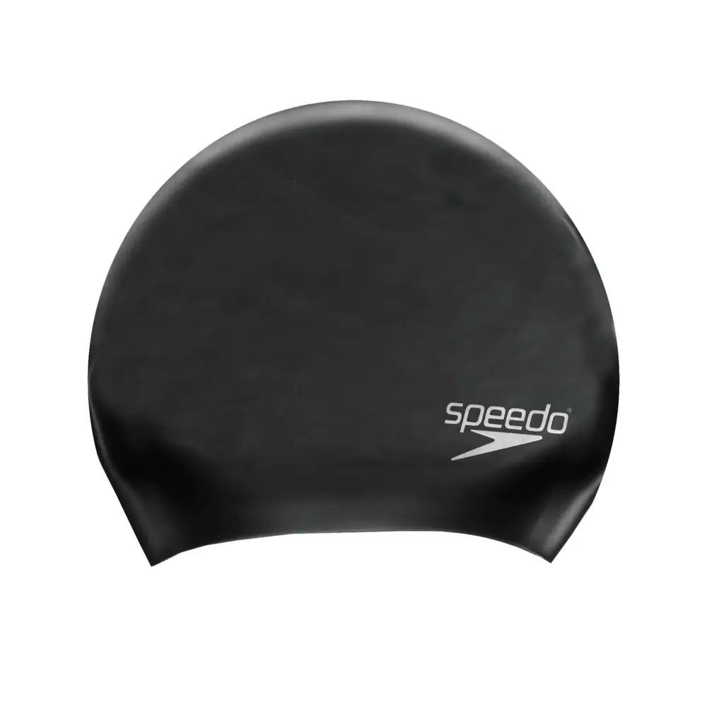 Speedo Black Long Hair Silicone Swimming Cap