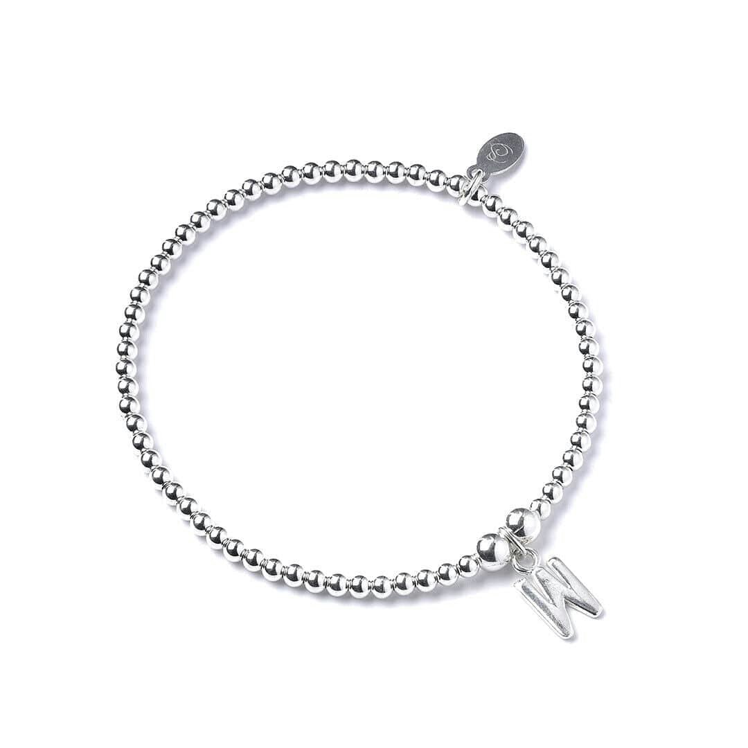 Mylee London Silver Letter Initial Sterling Ball Bead Bracelet - Yes - W