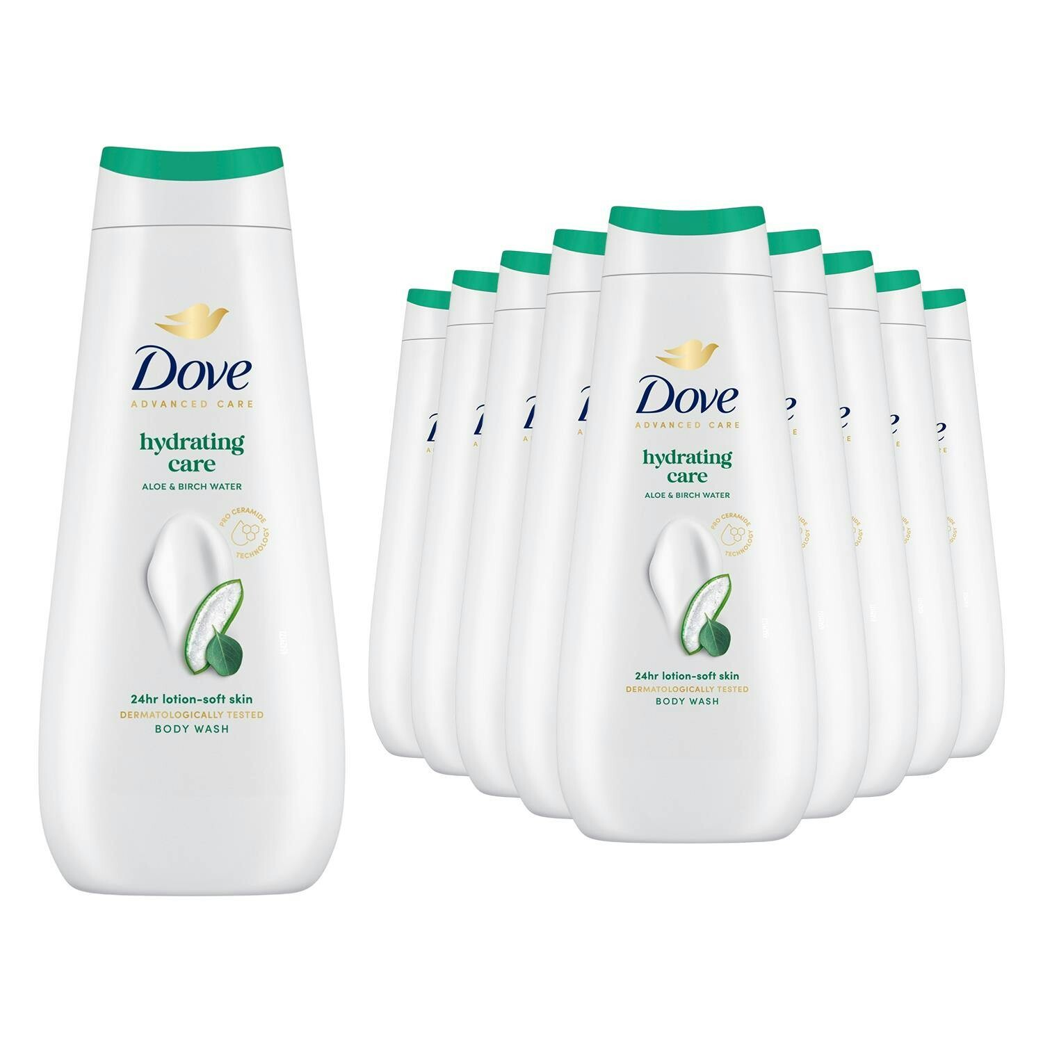 Dove Light Advanced Care Hydrating Care Body Wash 24H Renewing Micromoisture, 10X400ml