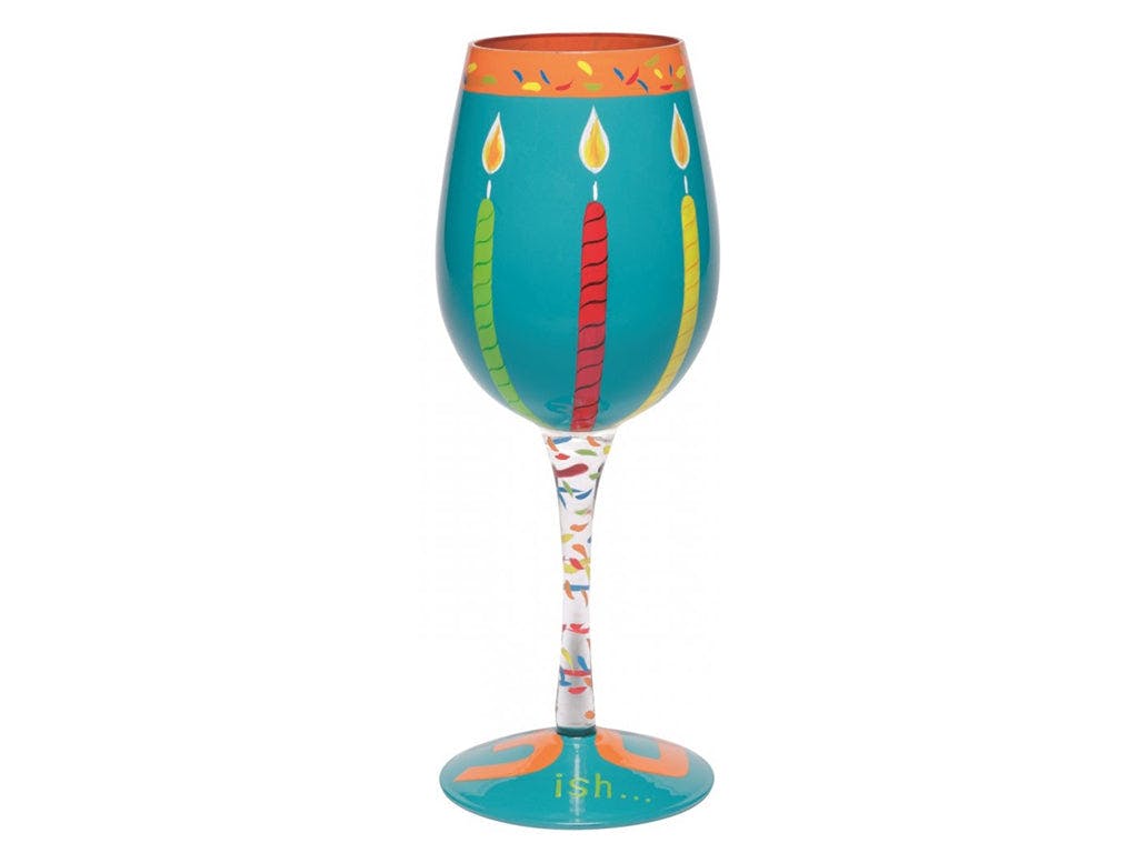 Rackhams "30 Ish" Hand Decorated Birthday Wine Glass