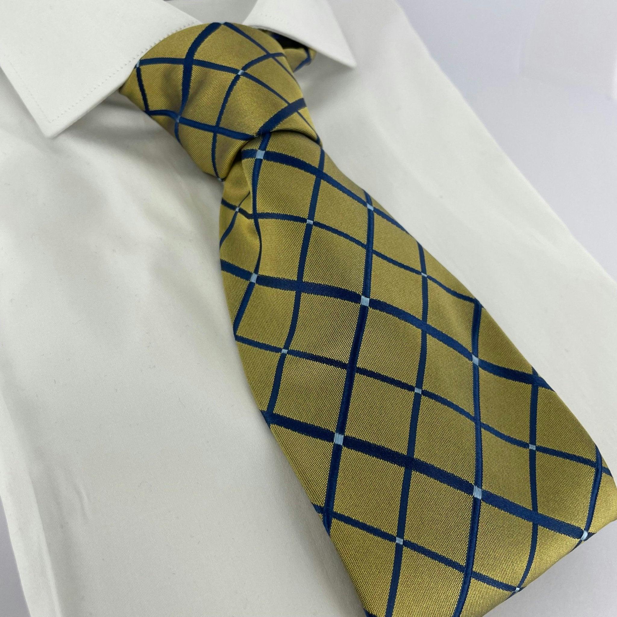 Claudio Lugli Gold Silk And Navy Neck-Tie