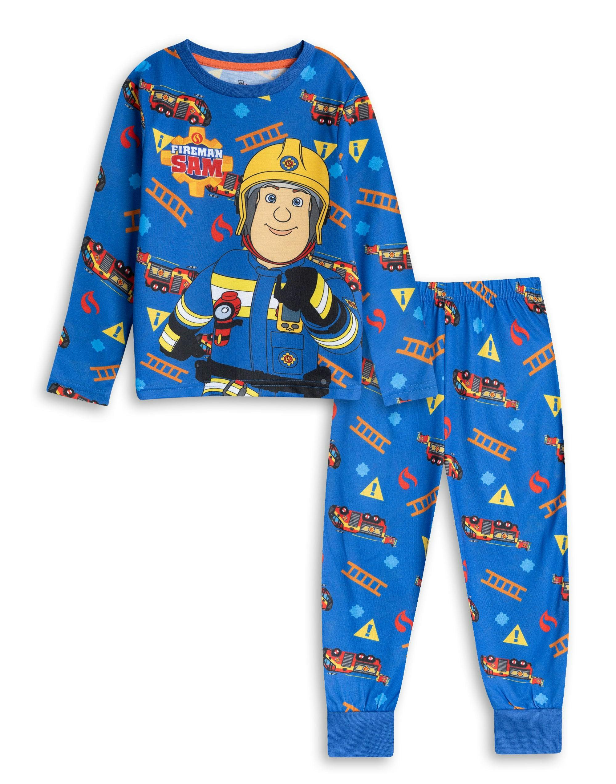 Vanilla Underground Boys Blue Fireman Sam Character Long Sleeve Long Leg Pyjama Set - 18-24 Months