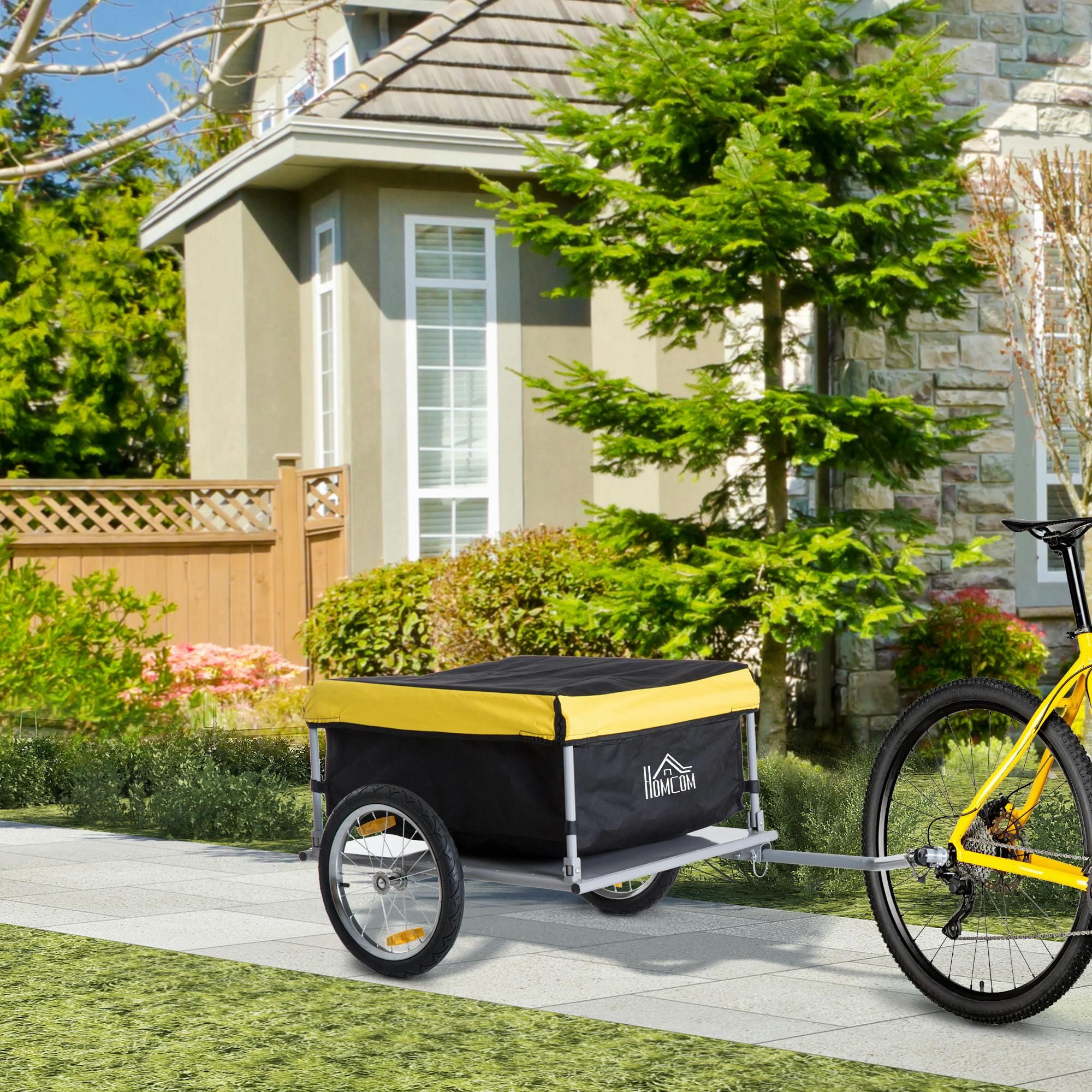 Rackhams Yellow/Black New Bicycle Bike Cargo Wagon Trailer Cart Carrier Shopping And