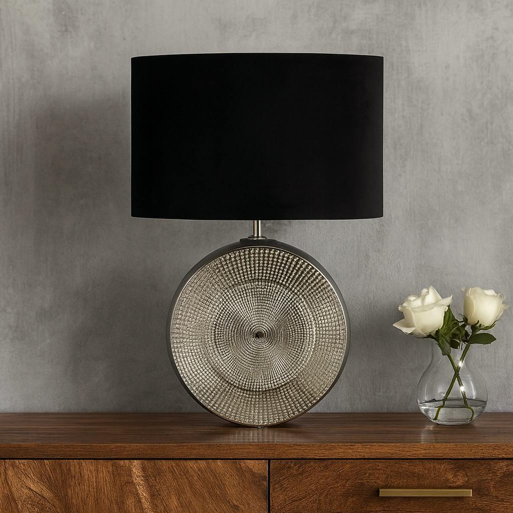 Pagazzi Lighting Black/Dark Elina Polished Chrome Ceramic Table Lamp