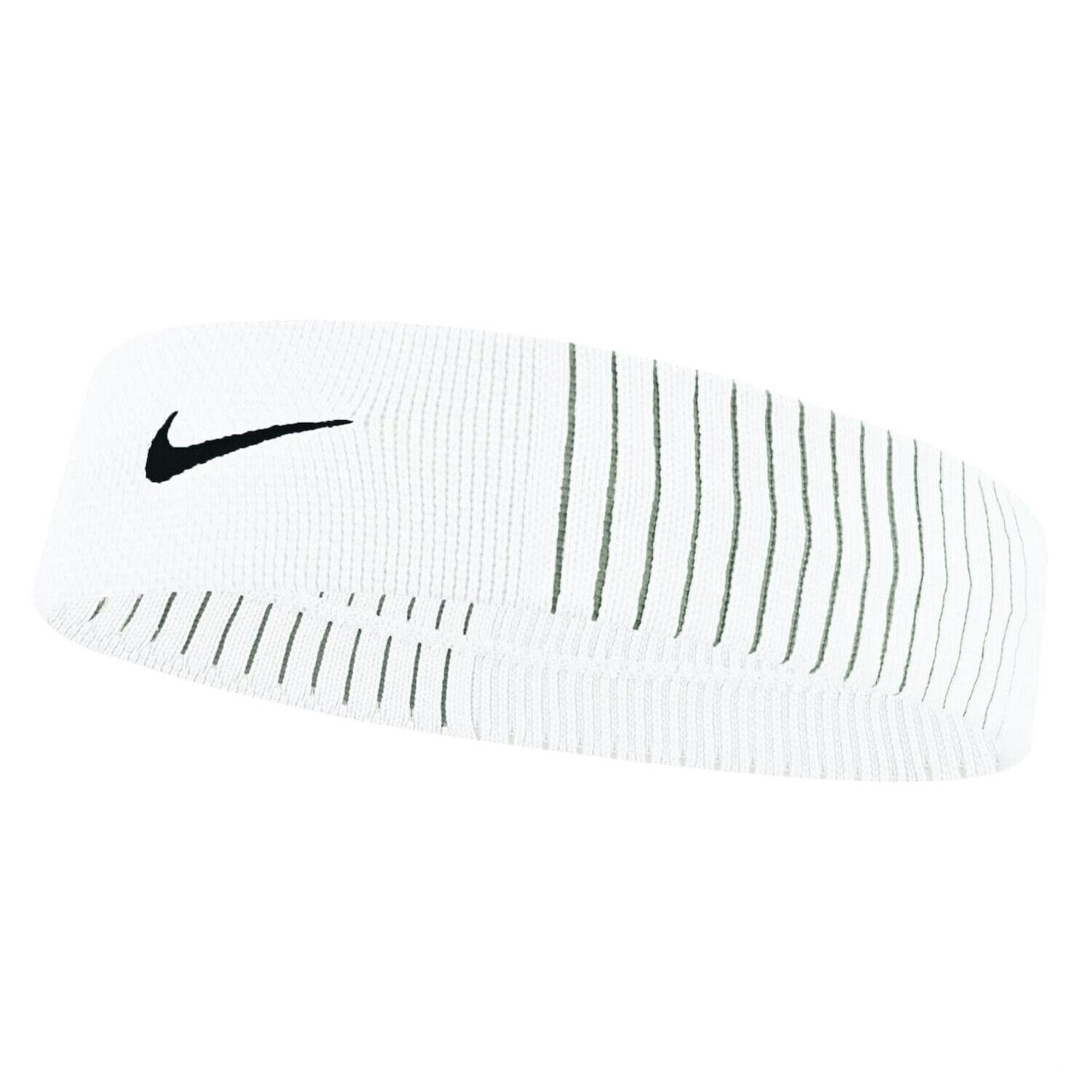 Nike Unisex White/Black Adult Reveal Dri-Fit Headband - One Size - 91% Nylon/9% Elastane
