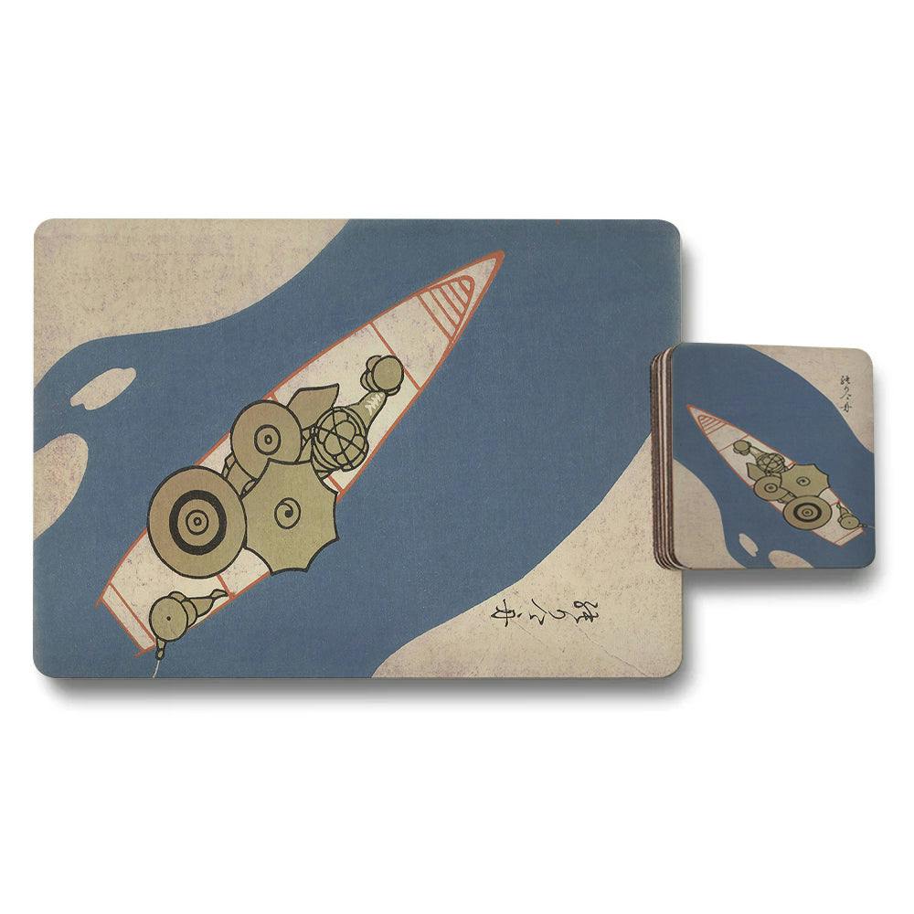 Benjamin Tate Design Set Of 12 Placemats And Coasters 11 X 8 And 3.7 X 3.7 Wood Bottom