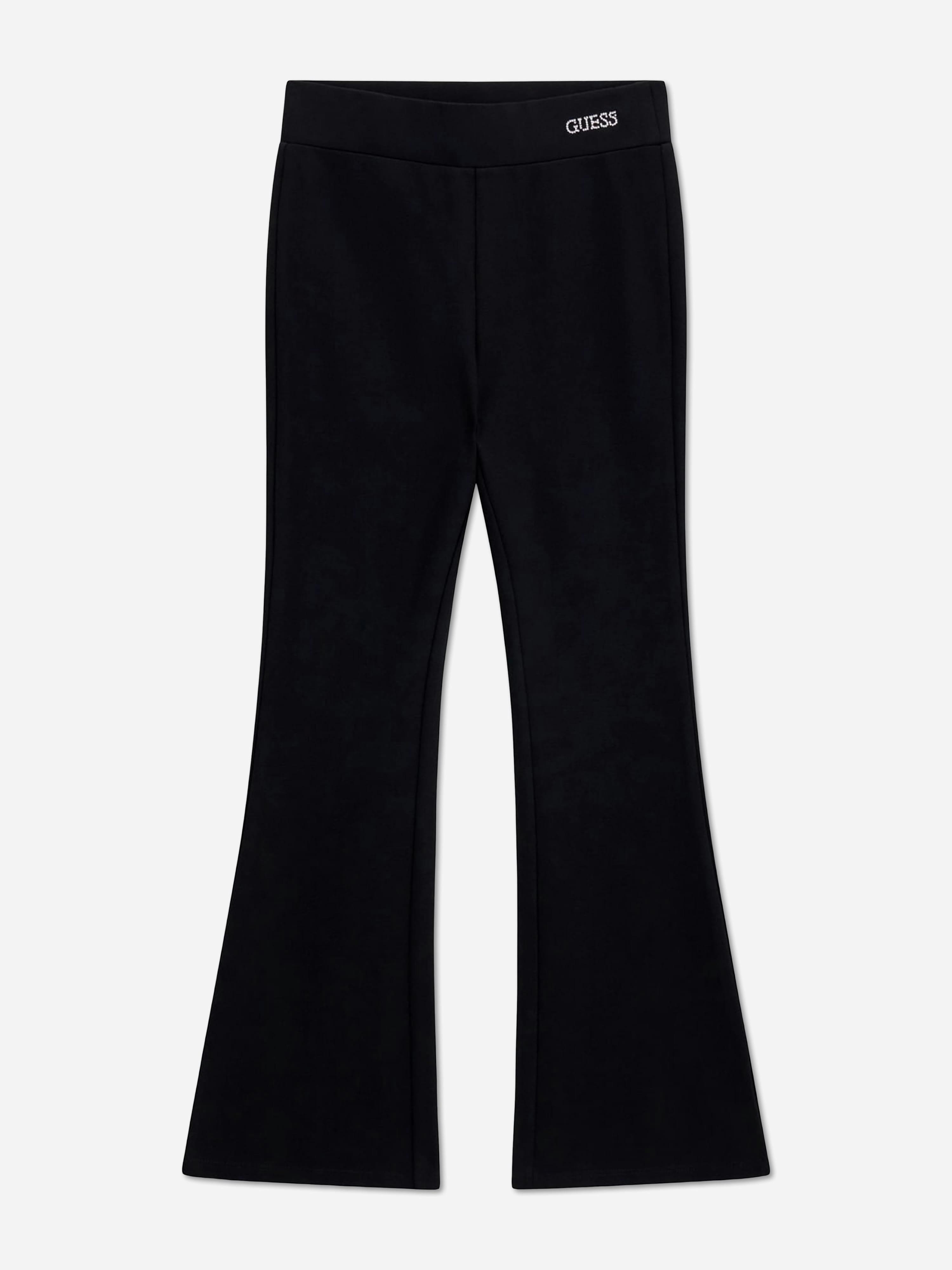 Guess Girls Black Punto Milano Flare Pants In - 8 Yrs