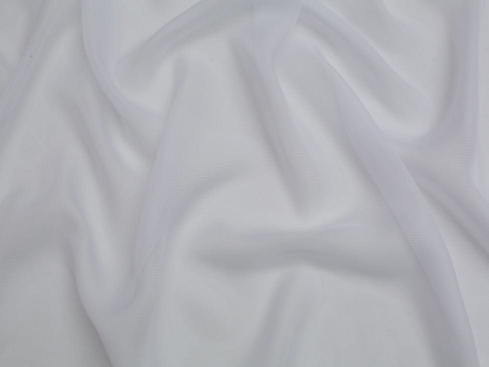 Minerva Core Range White Minerva Cationic Sheer Chiffon Fabric - Plain Design Dressmaking Fabric, 145 Cm / 58" Wide - Per Metre