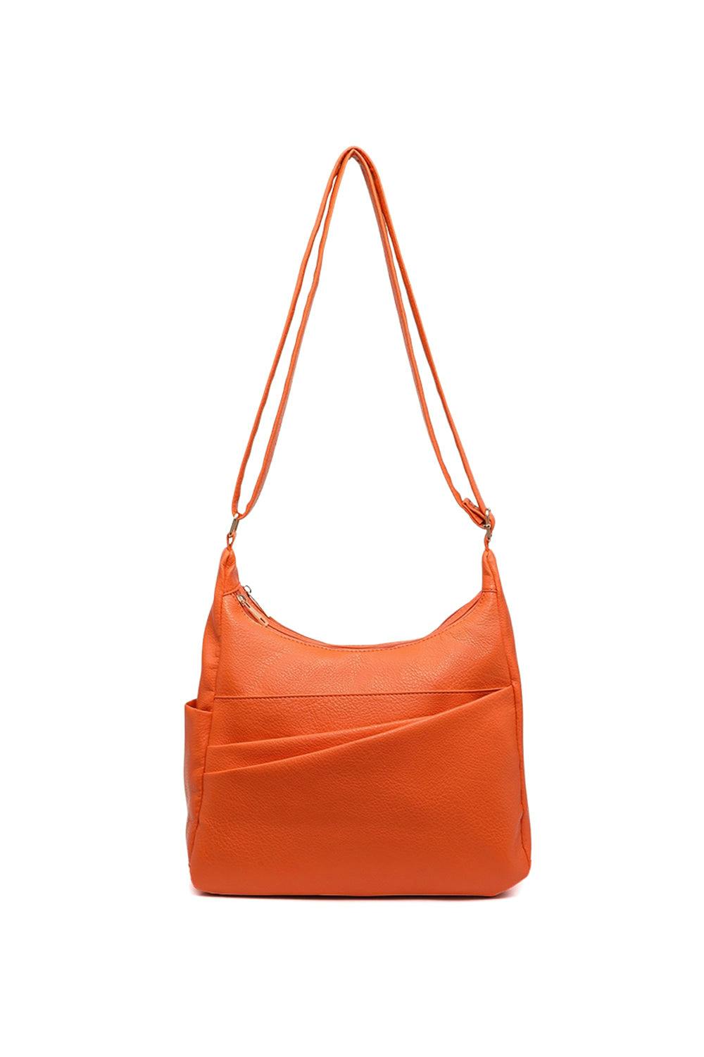 Pluspup Orange Shoulder Bag With Multiple Compartments And Zipper Closure