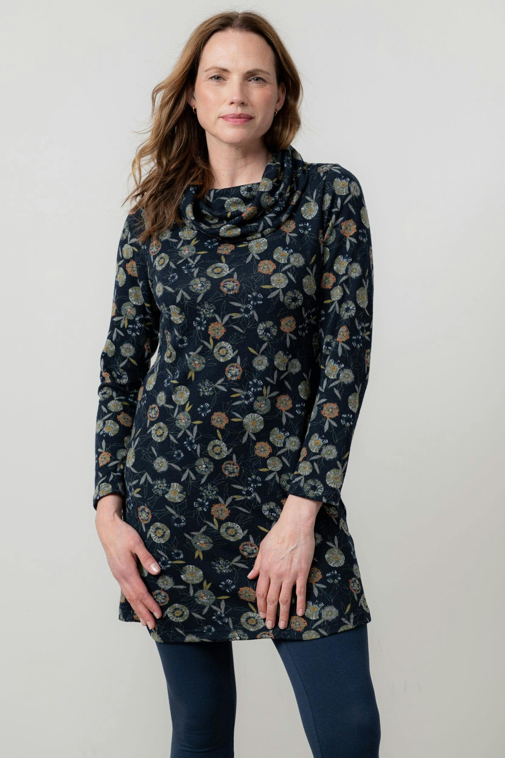 Lily & Me Winkleigh Cowl Neck Tunic Navy - 08 - Navy