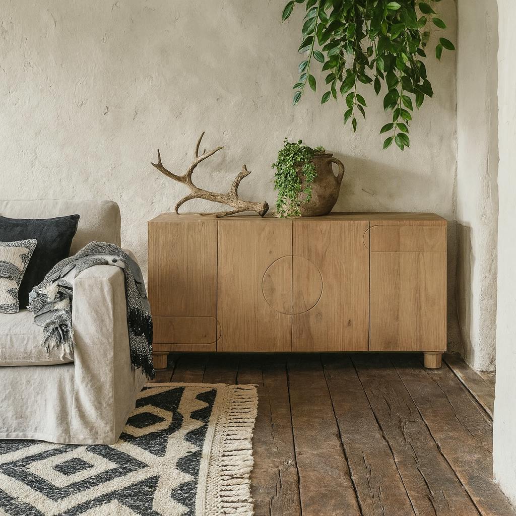 Wyld Haus Light/Grain Buffalo Large Natural Mango Wood 4 Door Sideboard