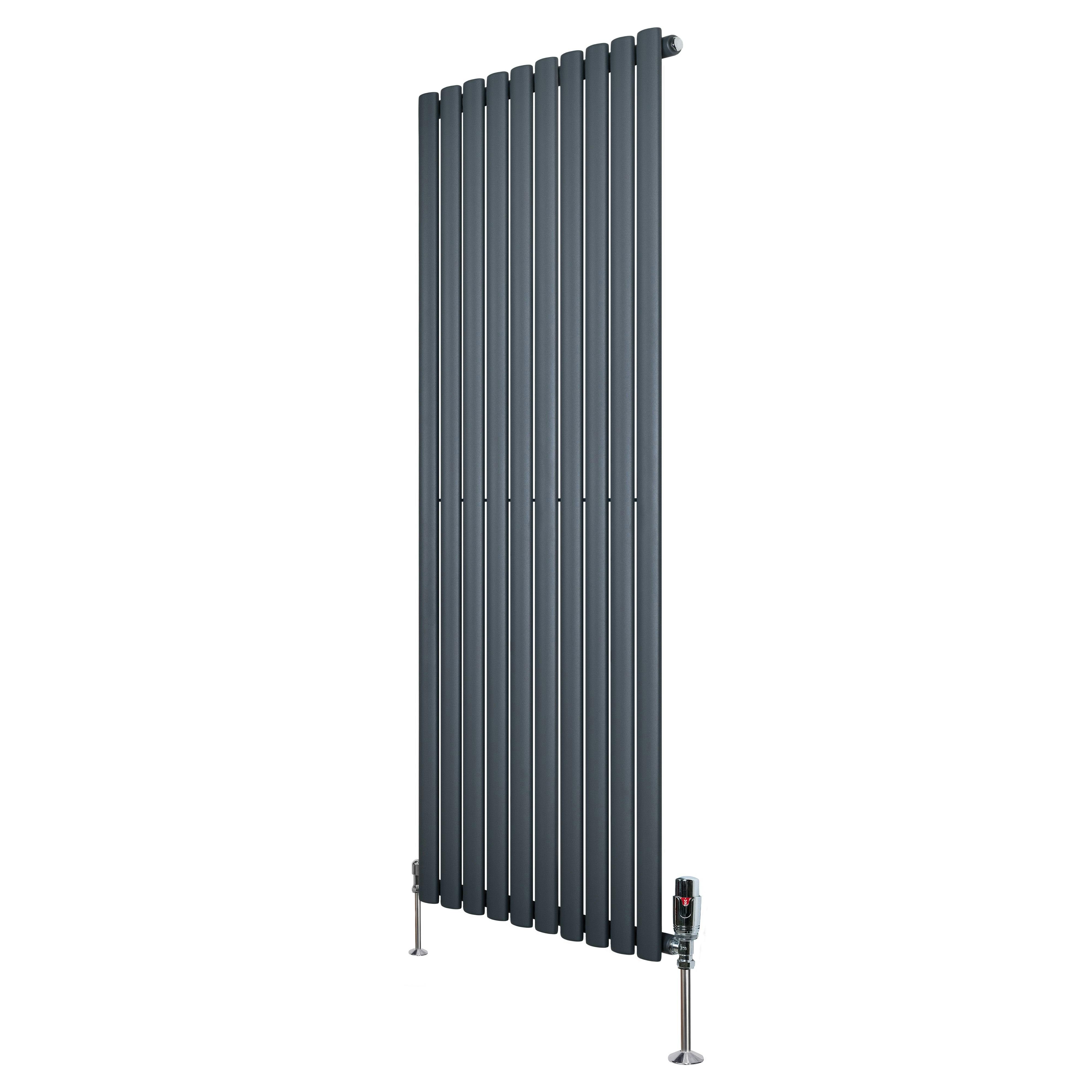 Monstershop Anthracite/Grey Oval Single Column Radiator & Valves – 1600Mm X 600Mm –