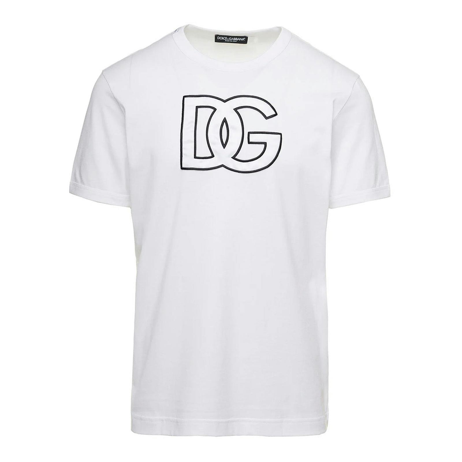 Dolce & Gabbana White Dg Embroidered Logo Detailed T-Shirt In - Xxl