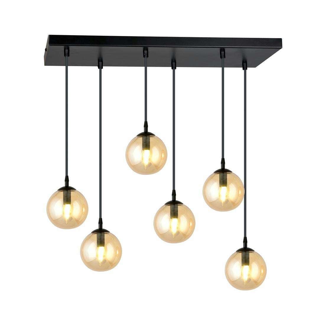 Emibig Black/Amber Cosmo Pendant Lamp 6 X E14 With Shade
