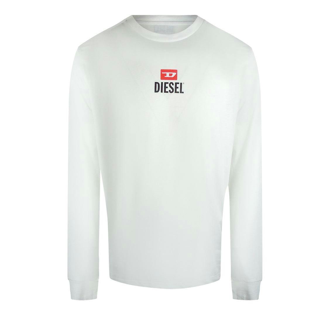 Diesel Unisex White Adult New D Logo Long-Sleeved T-Shirt - Xs - 100% Cotton