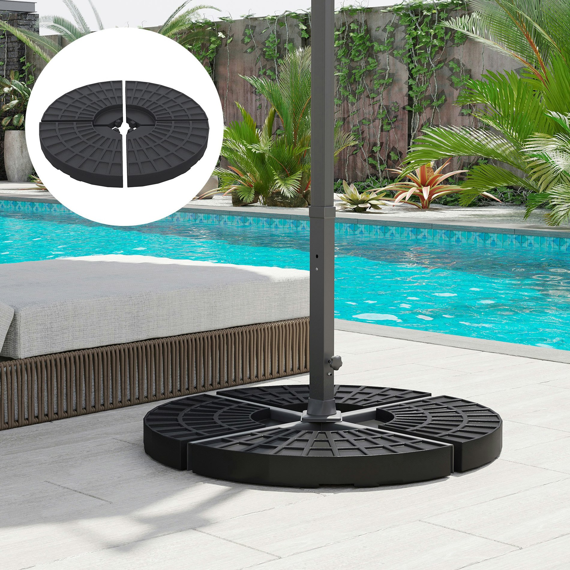 Rackhams Light 4Pc Umbrella Base Sun Parasol Stand Holder Weight Sand Water Filled
