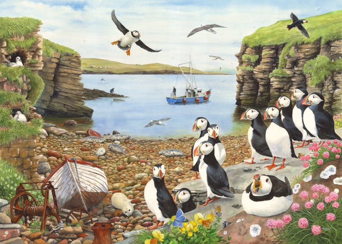 The House Of Puzzles , Puffin Parade - Big 500 Piece Jigsaw Puzzle