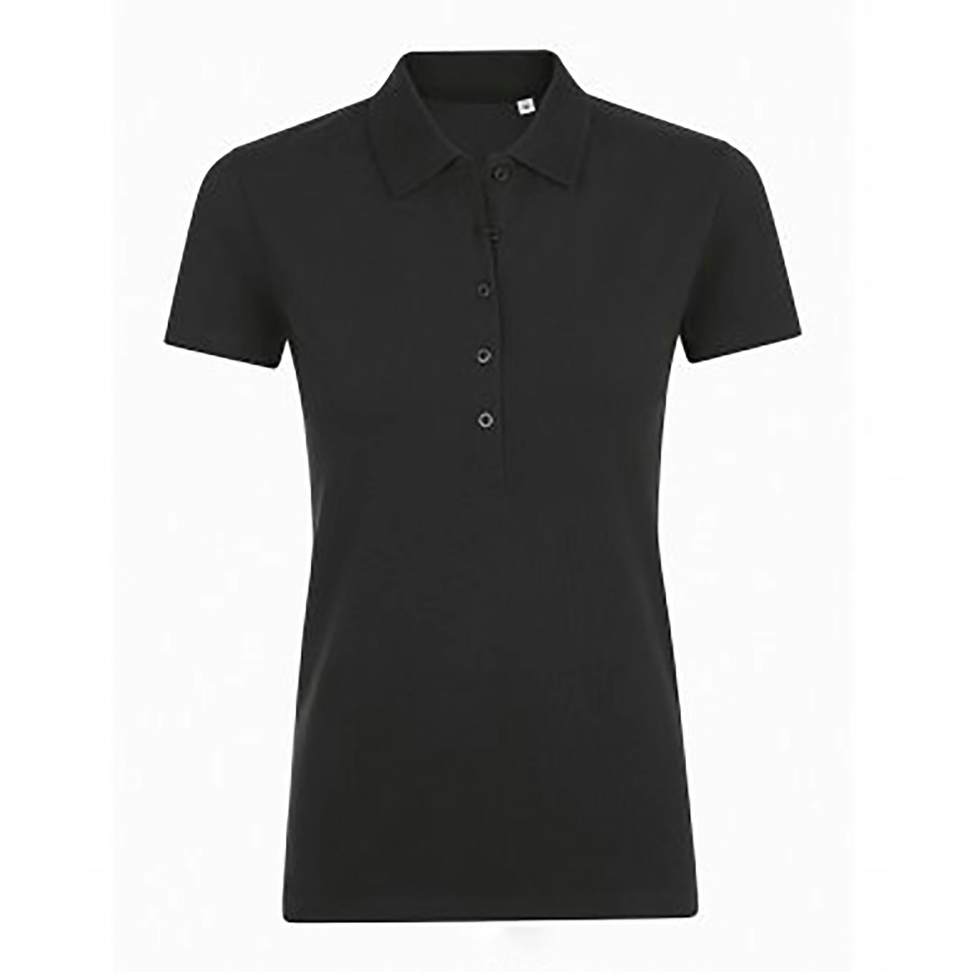 Sol's Women's Black Phoenix Short Sleeve Pique Polo Shirt In | Size: Small - Image 2