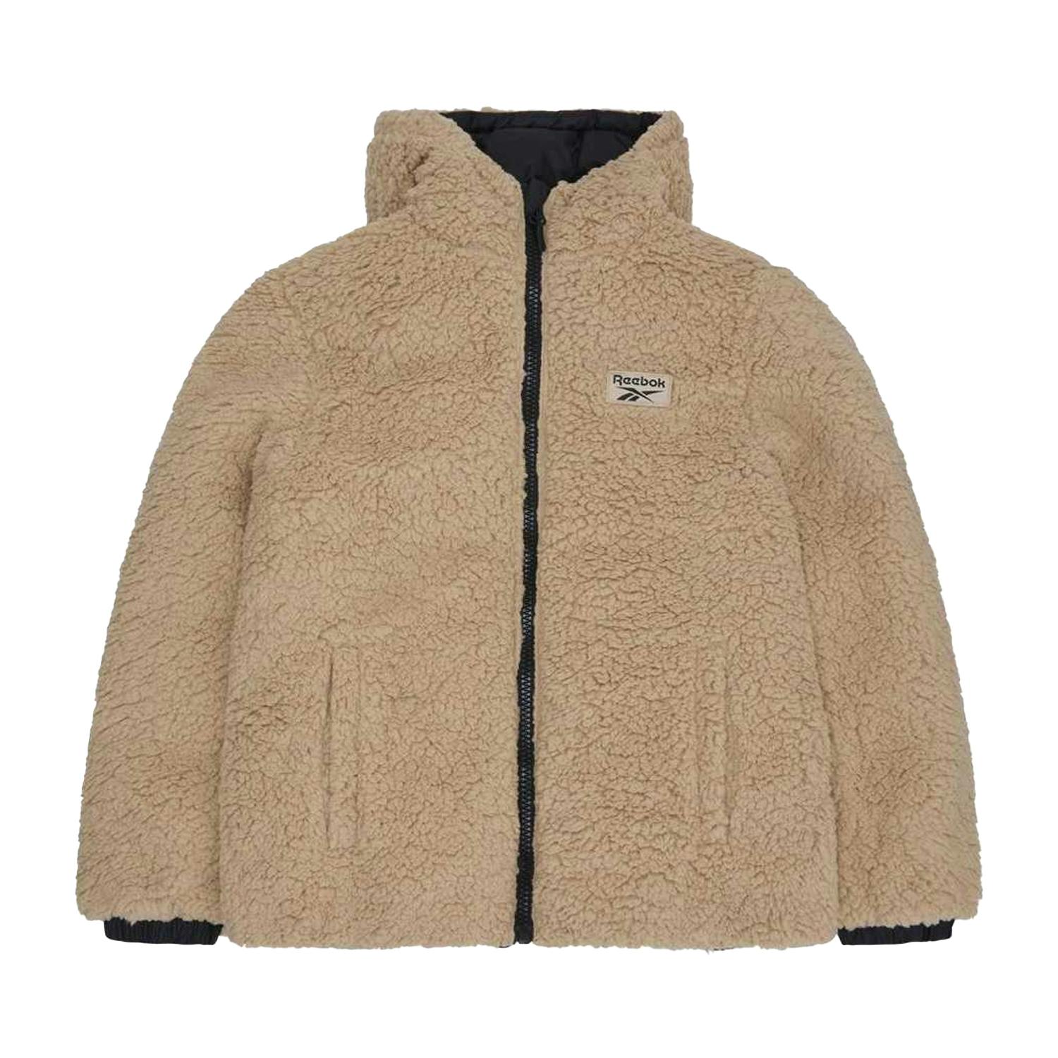 Reebok Women's Black Sherpa Reversible Puffer Jacket - M - 100% Polyester