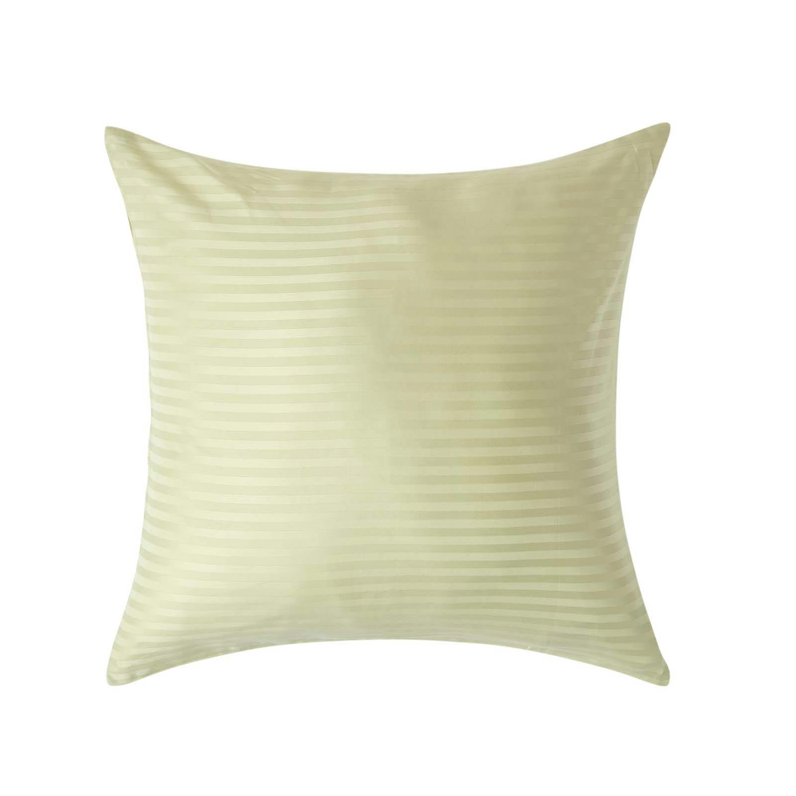 Homescapes Green Silky 330 Tc Egyptian Cotton Satin Stripe Pillowcase, European Size - Sage - 60 X 60 Cm