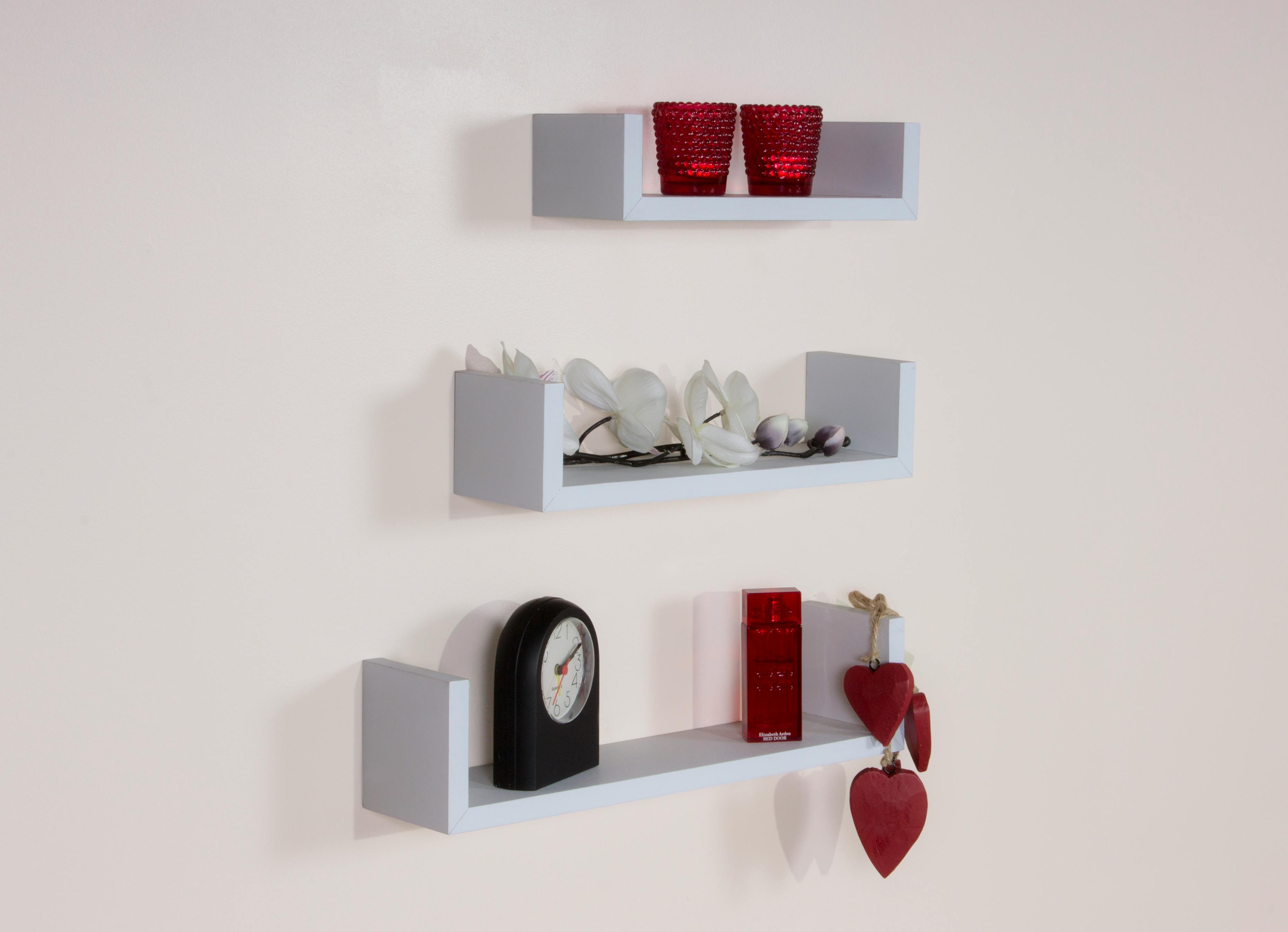 Core Products White Set Of '3' Floating 'U' Shape Wall Shelves, Kit