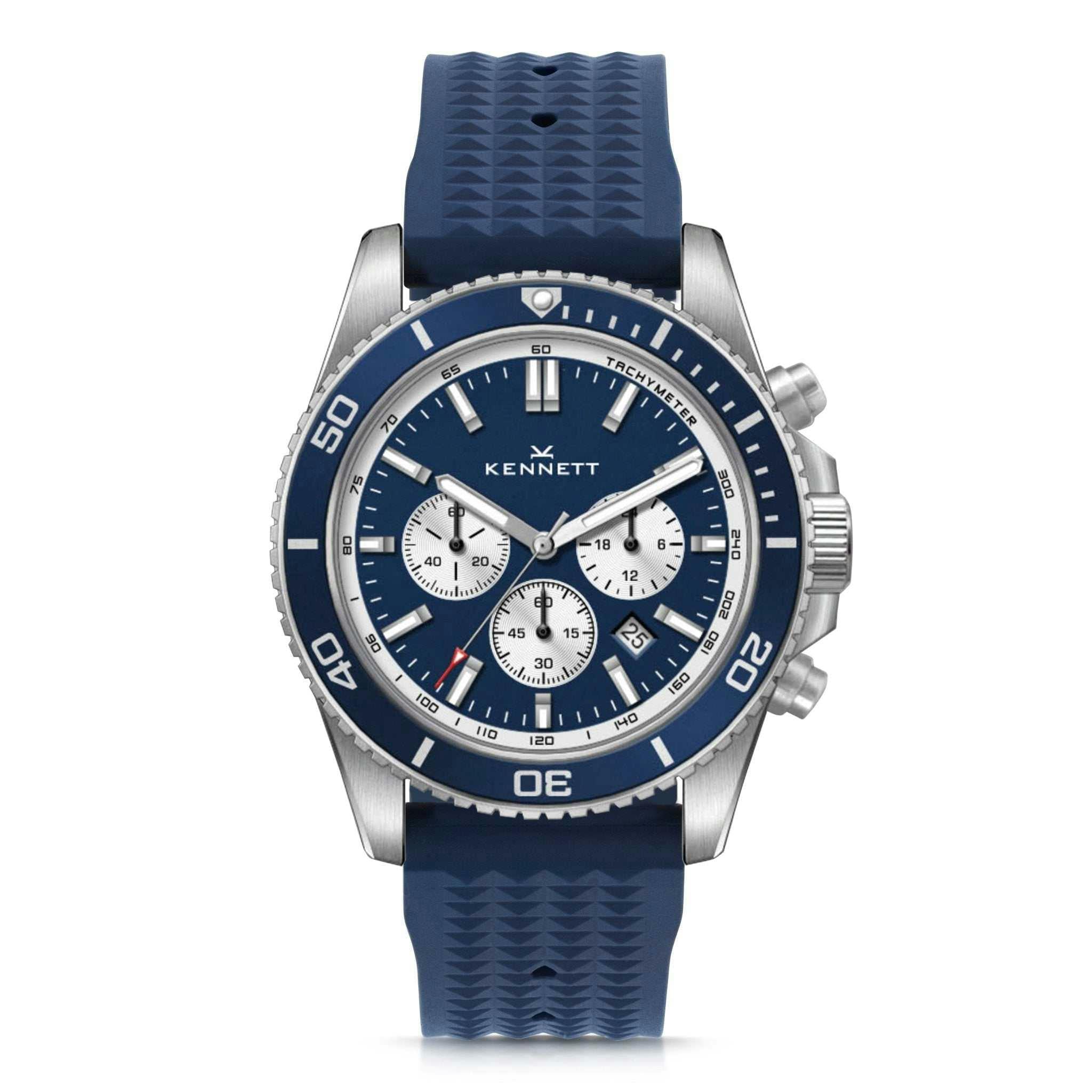Kennett Blue/Light Pacesetter Chronograph Watch | Nautical Inspired Timepiece - Navy Rubber Fkm