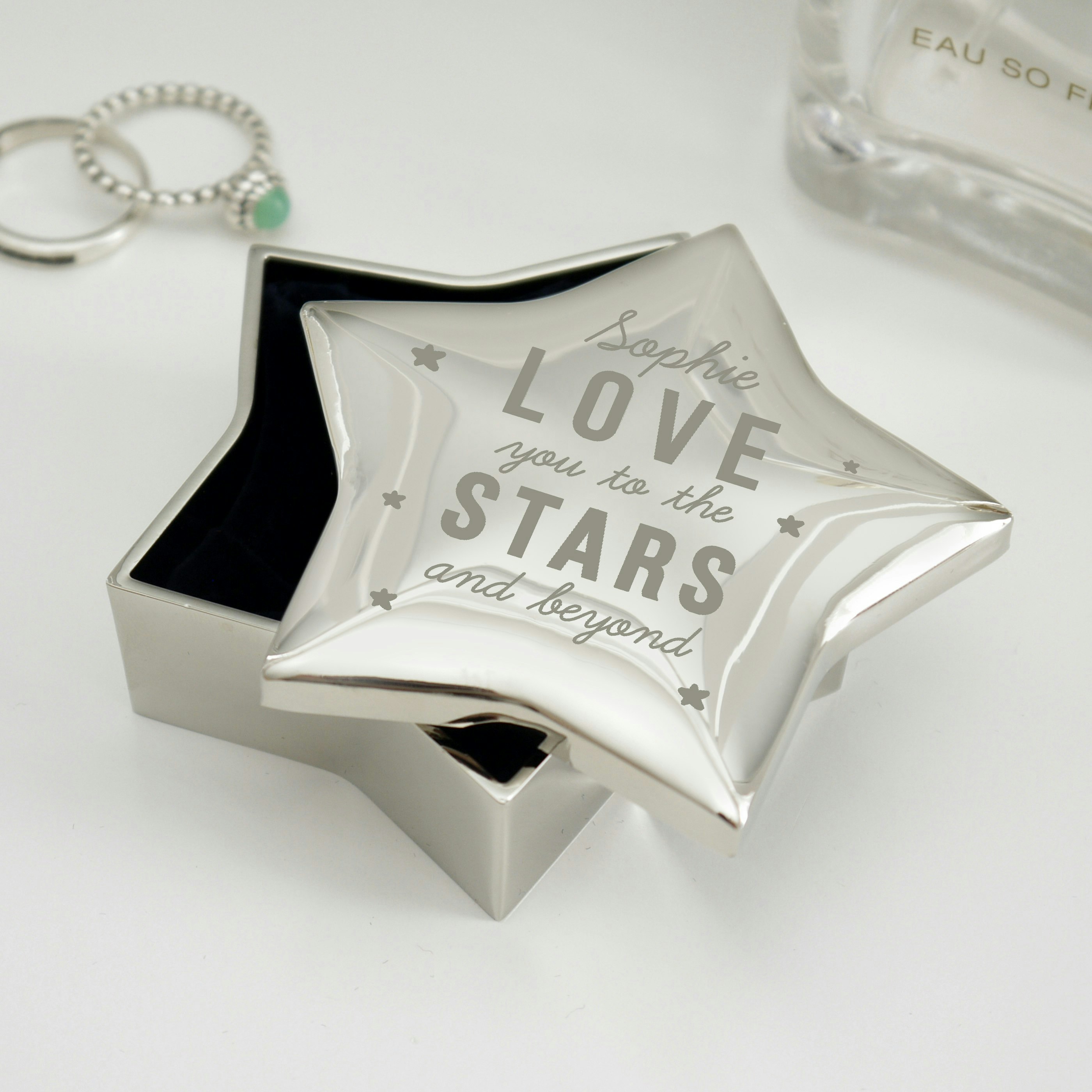 Personalised Memento Company Blue Personalised Love You To The Stars Star Trinket Box