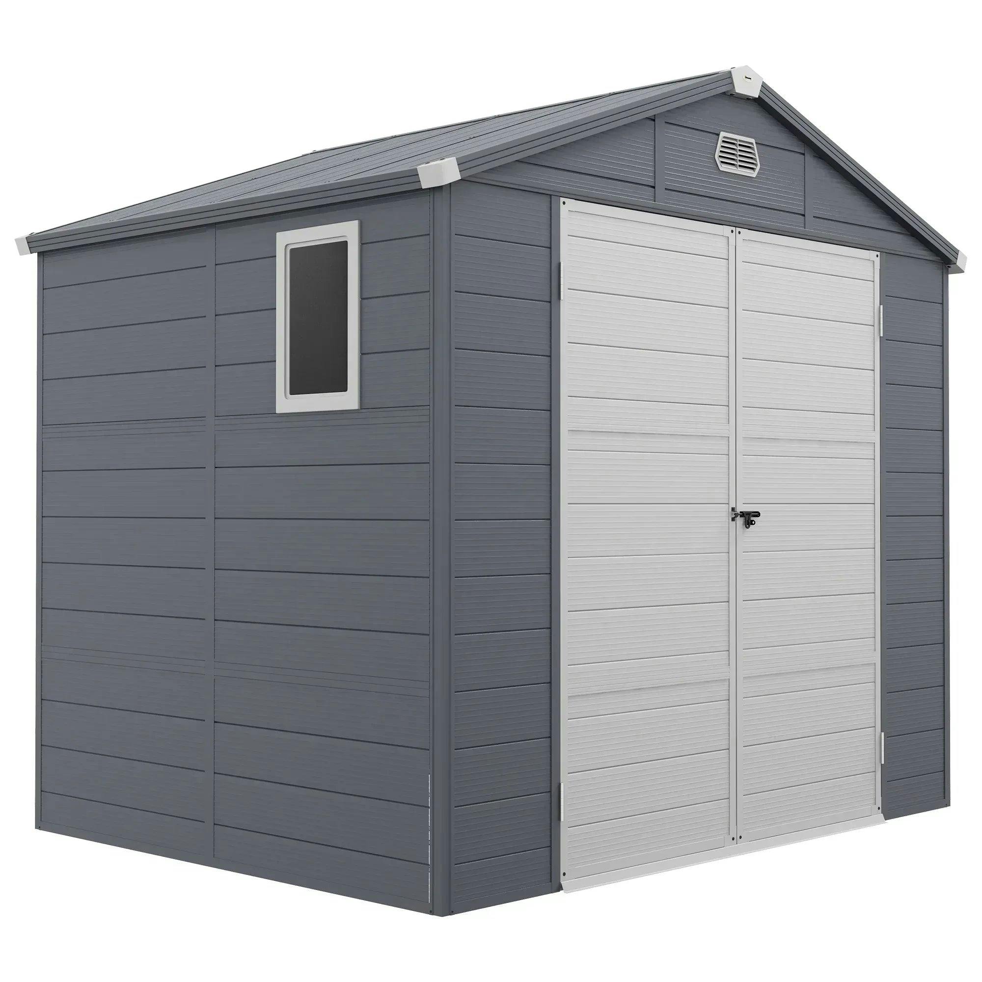 Outsunny Grey 8 X 6Ft Garden Shed Storage W/ Foundation Kit, Vents, - Image 3